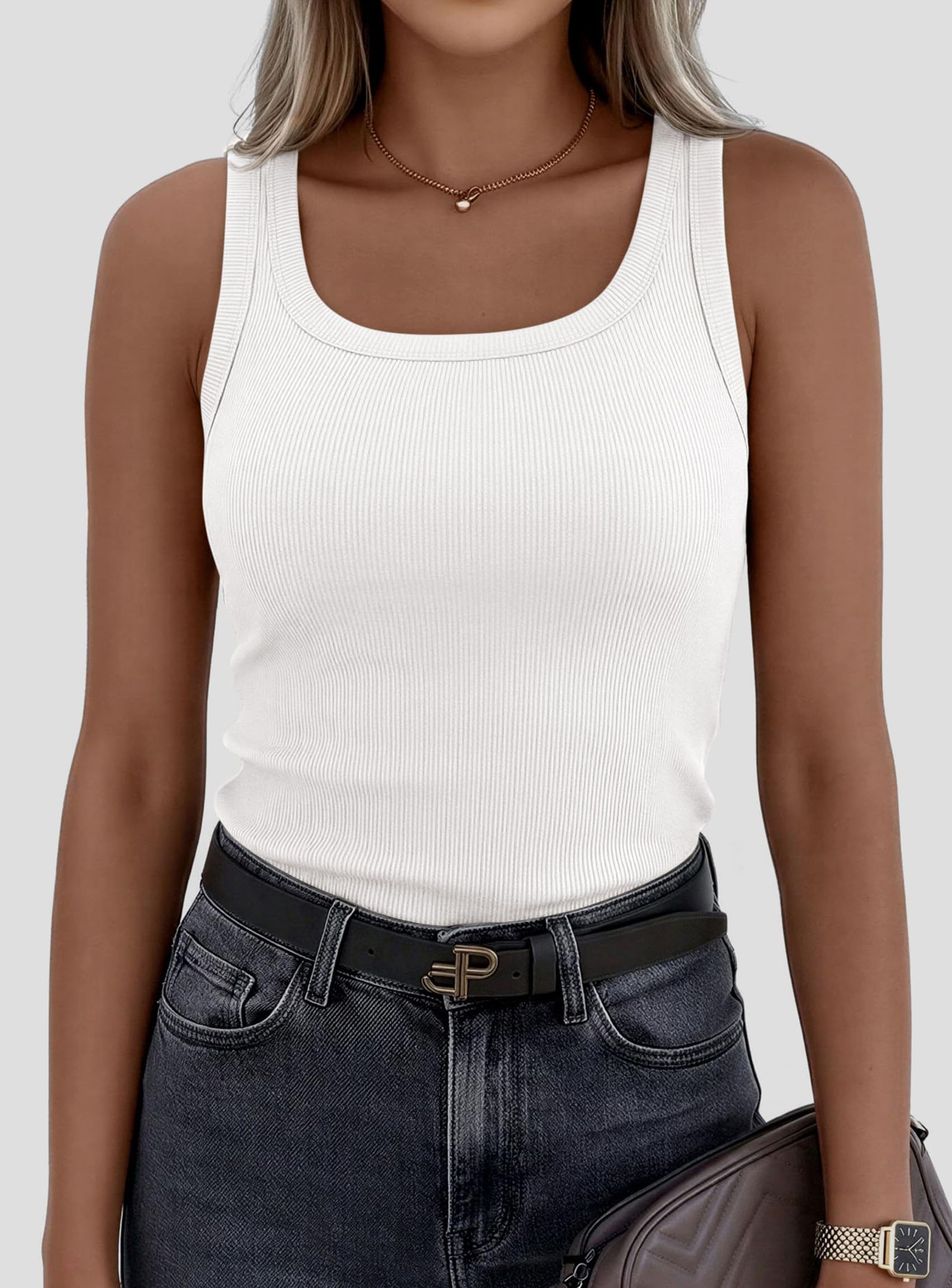 Tank Tops for Women Summer Sleeveless Tops,White,XS