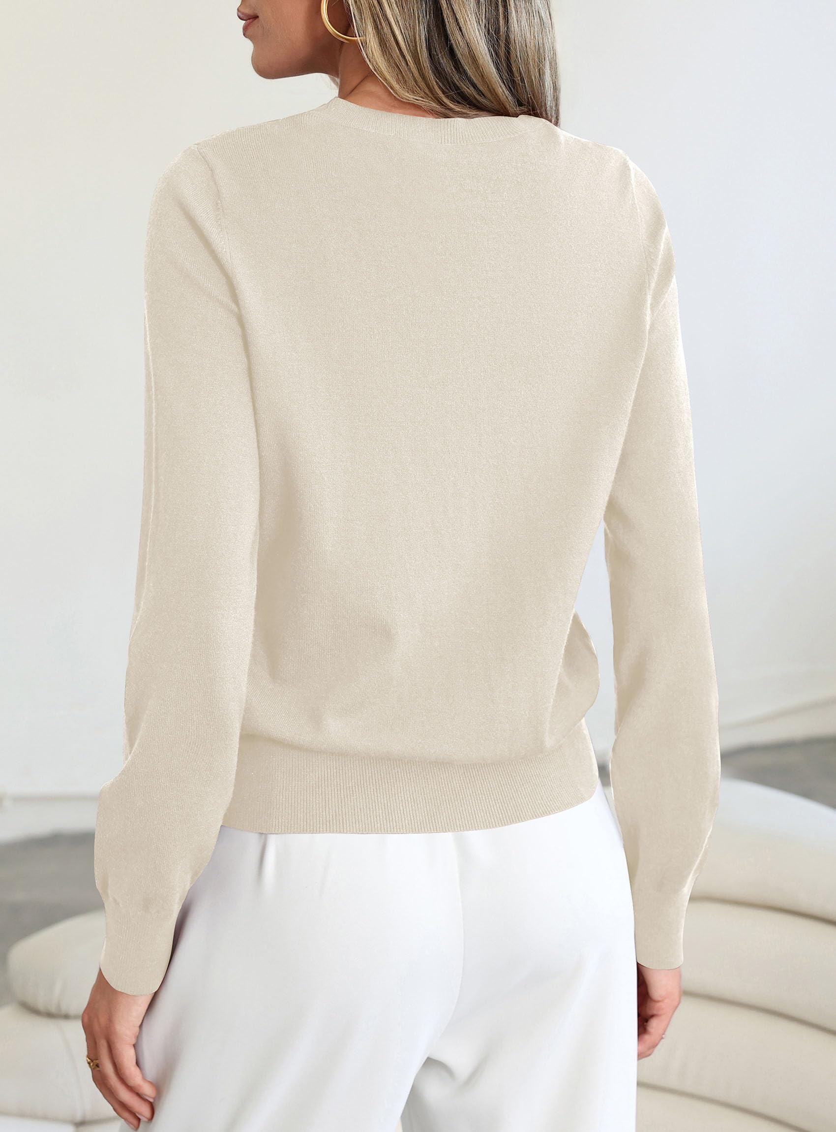 Womens Fall Basic Long Sleeve Sweater,White,XS