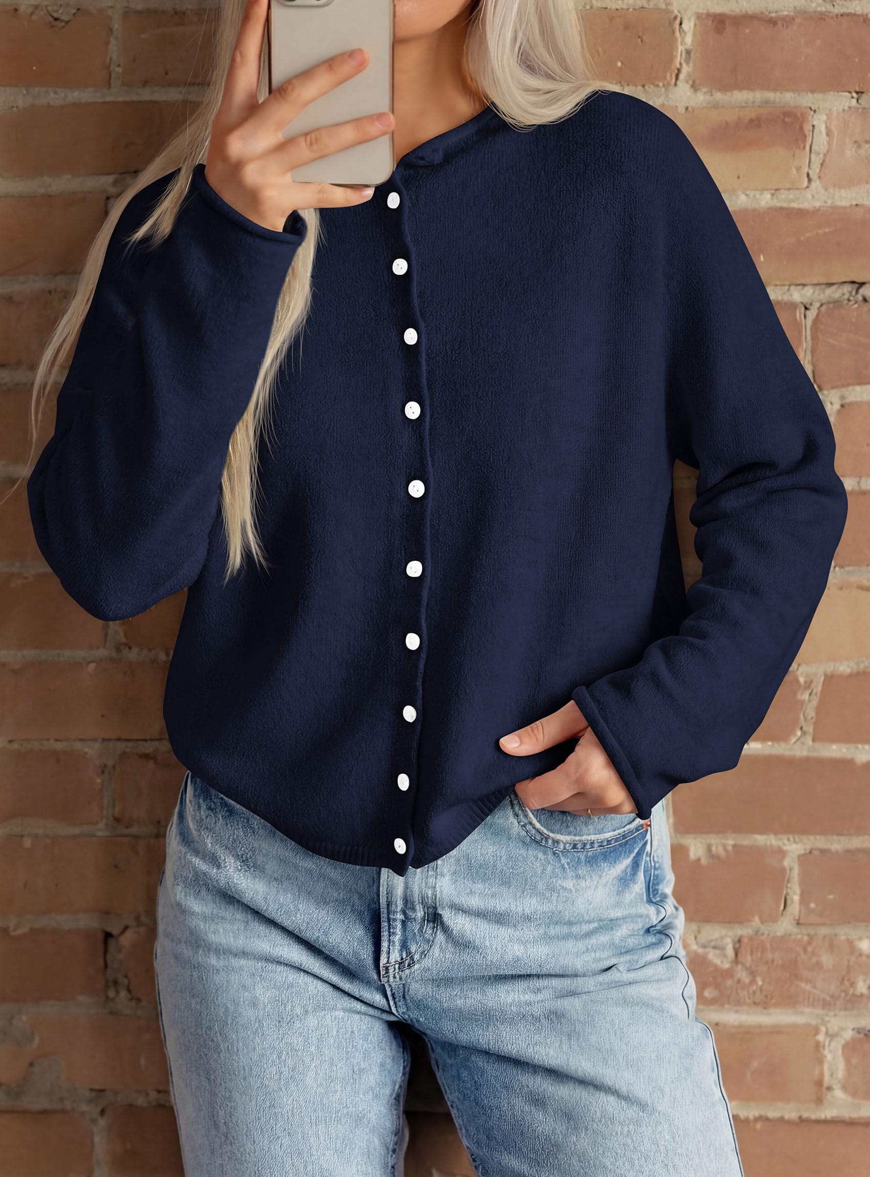 Button Up Cardigan for Women Knit Oversized Fall Sweaters