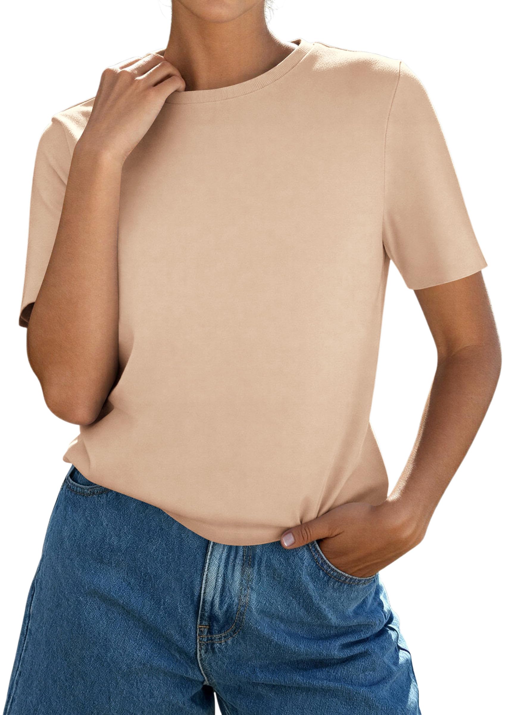 Women's Short Sleeve Cotton Tops Summer Casual T-Shirt 2026