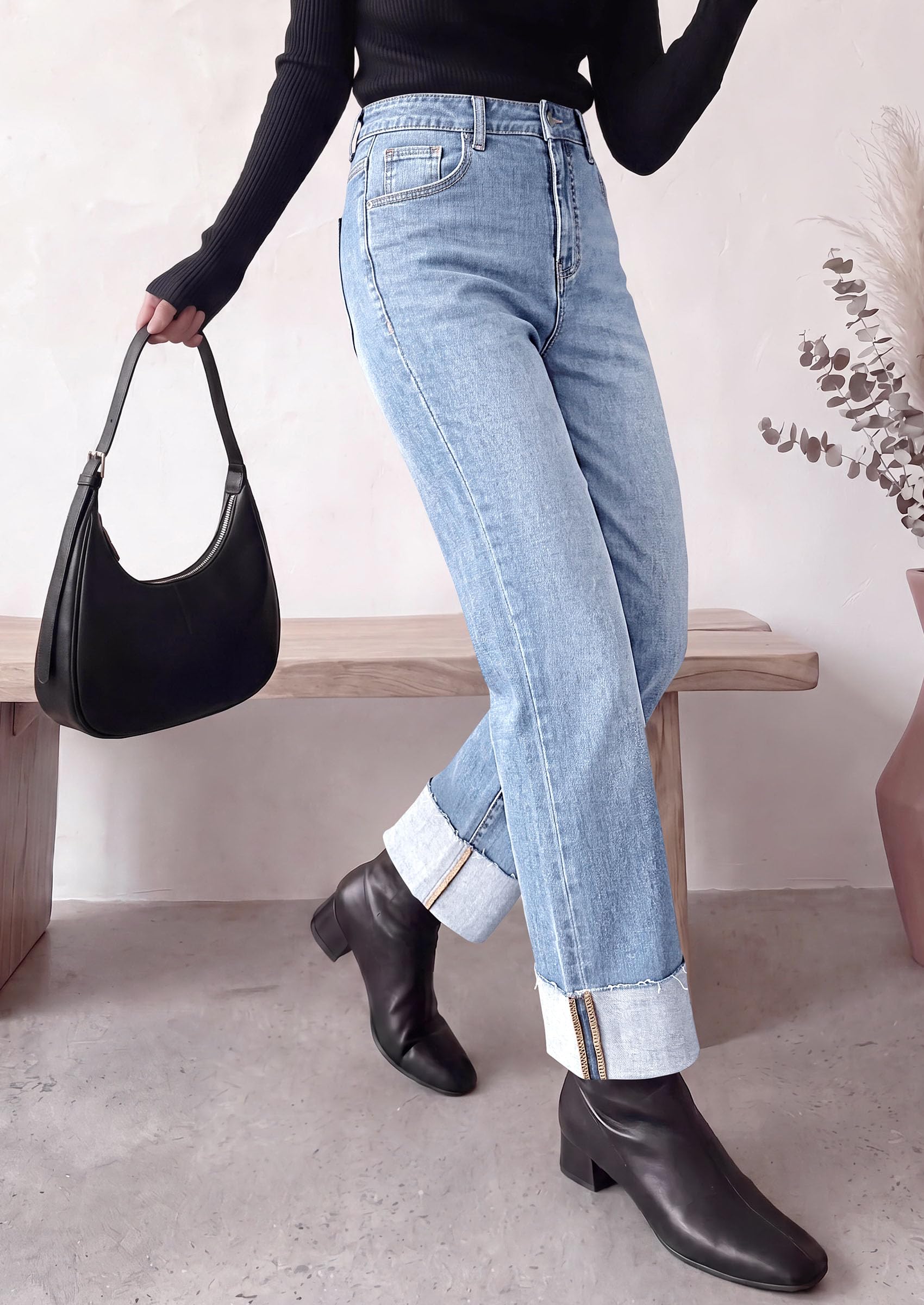 Women's Baggy Denim Jeans Wide Leg Pants Light Blue 4