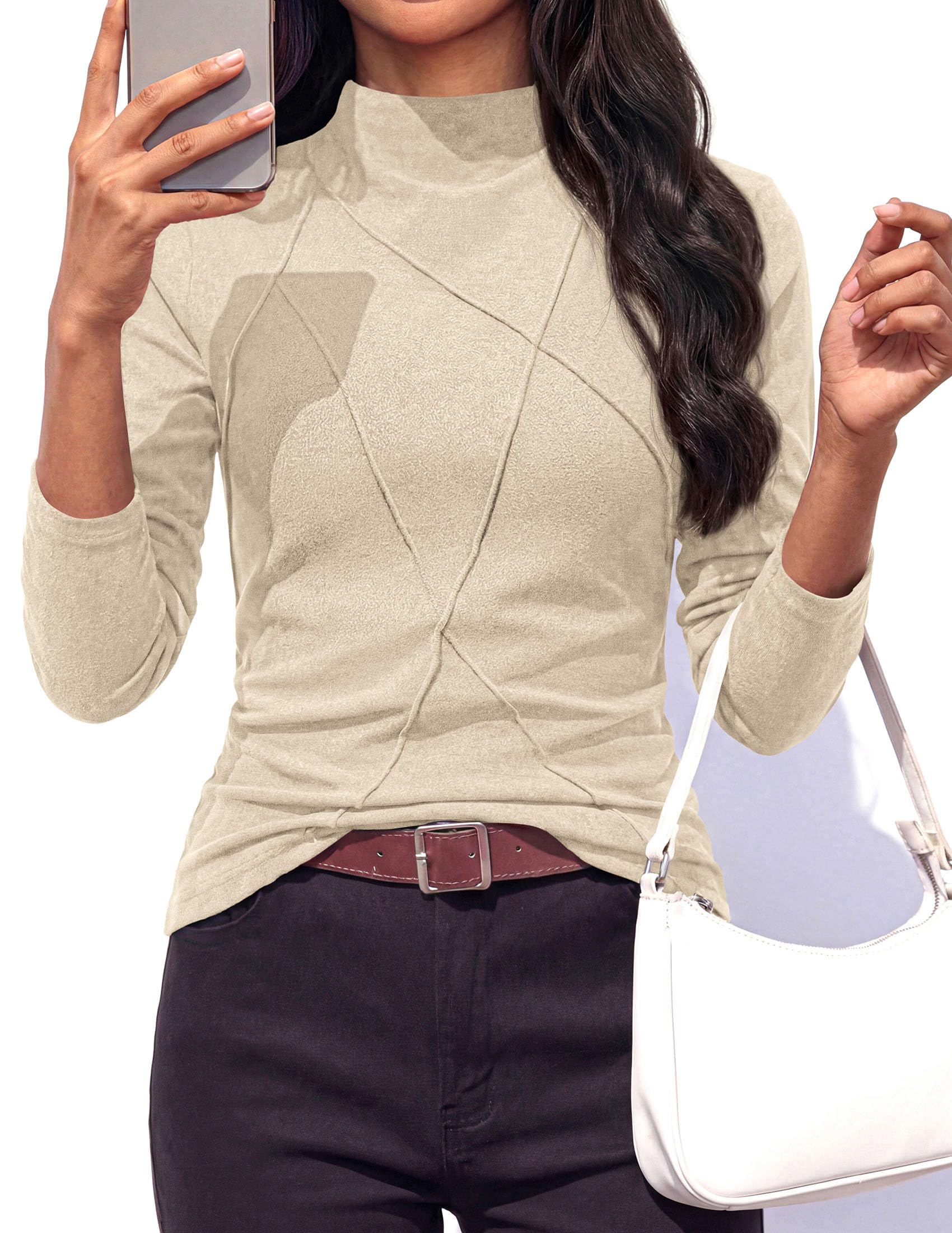 Women's Mock Neck Long Sleeve Shirts Underscrub Fall Tops