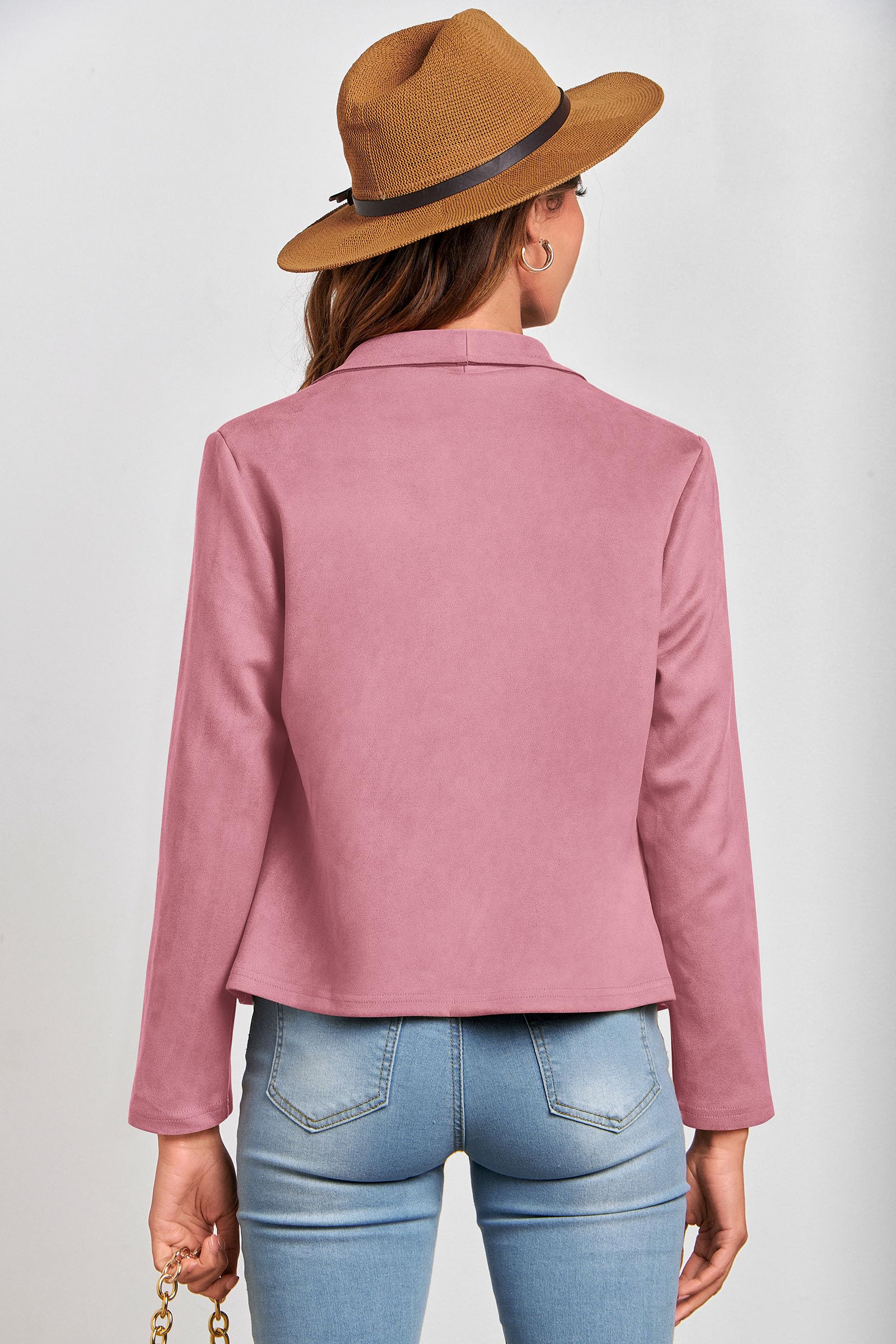 Women's Fall Fashion Faux Suede Jackets(Pink,Small)