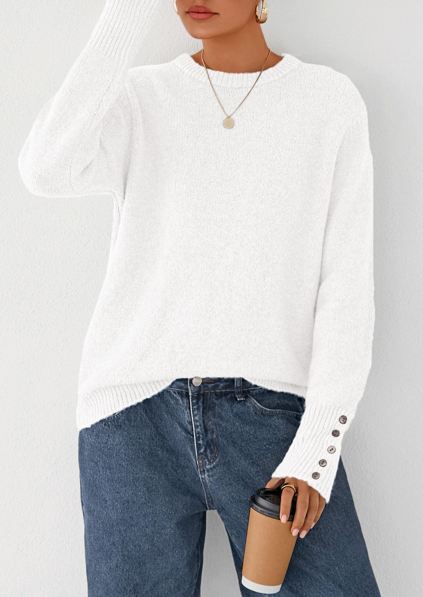 Fall Sweaters for Women Cozy Casual Pullover Ribbed Knit Tops