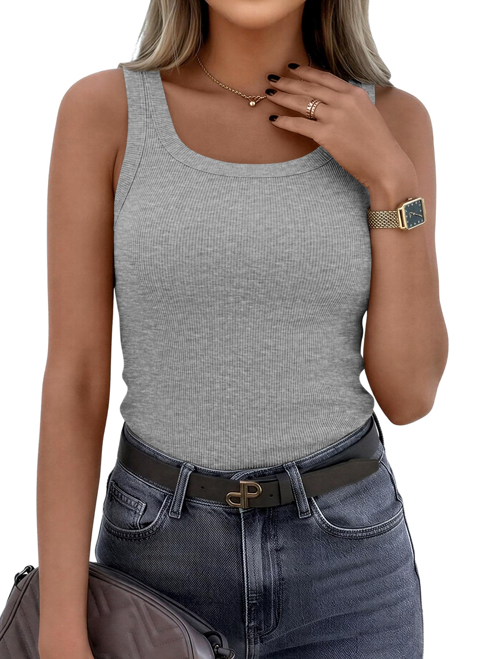 Tank Tops for Women Summer Sleeveless Tops,Grey,XS