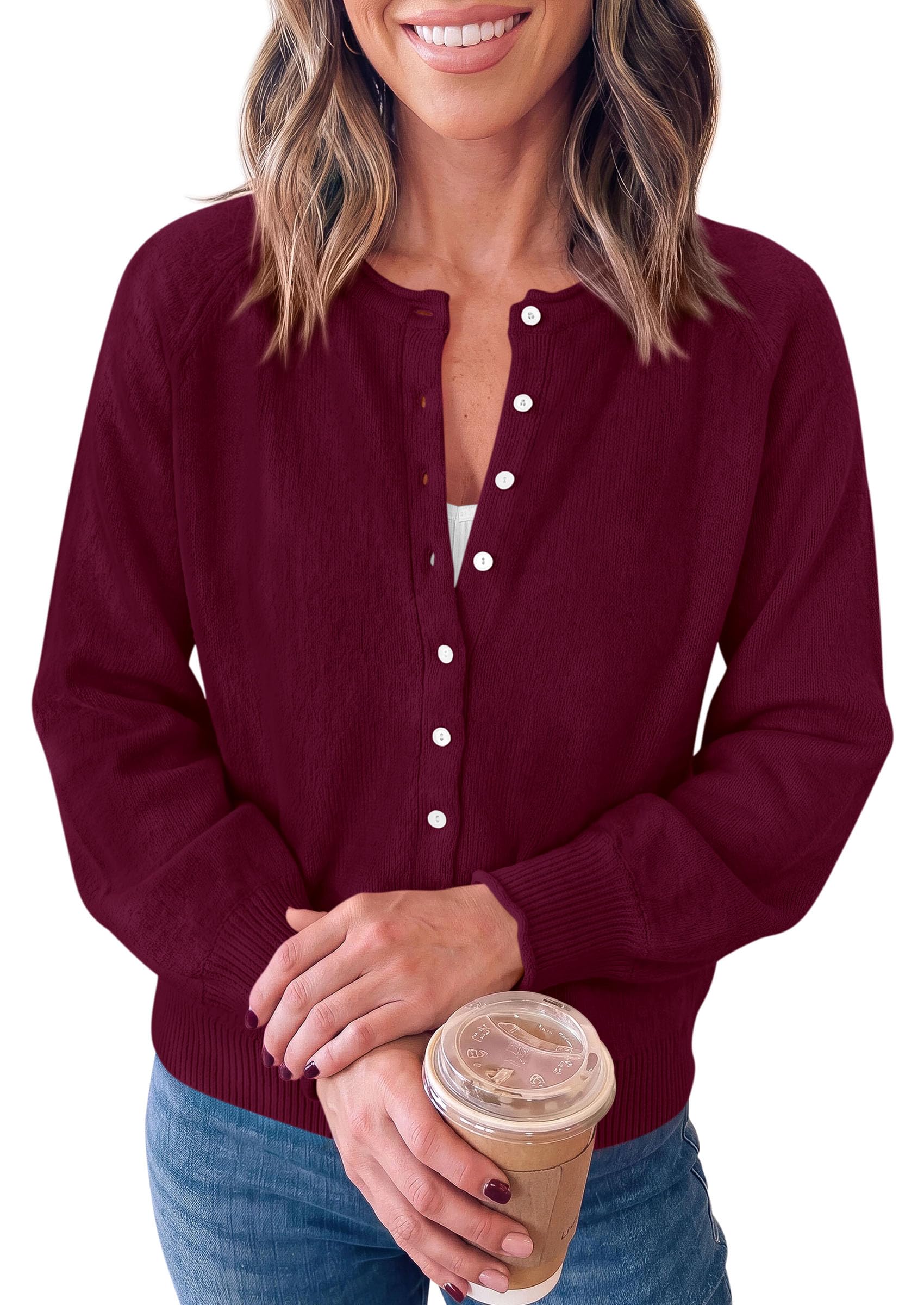 Women's Knit Button Up Cardigan Fall Lightweight Cozy Sweaters