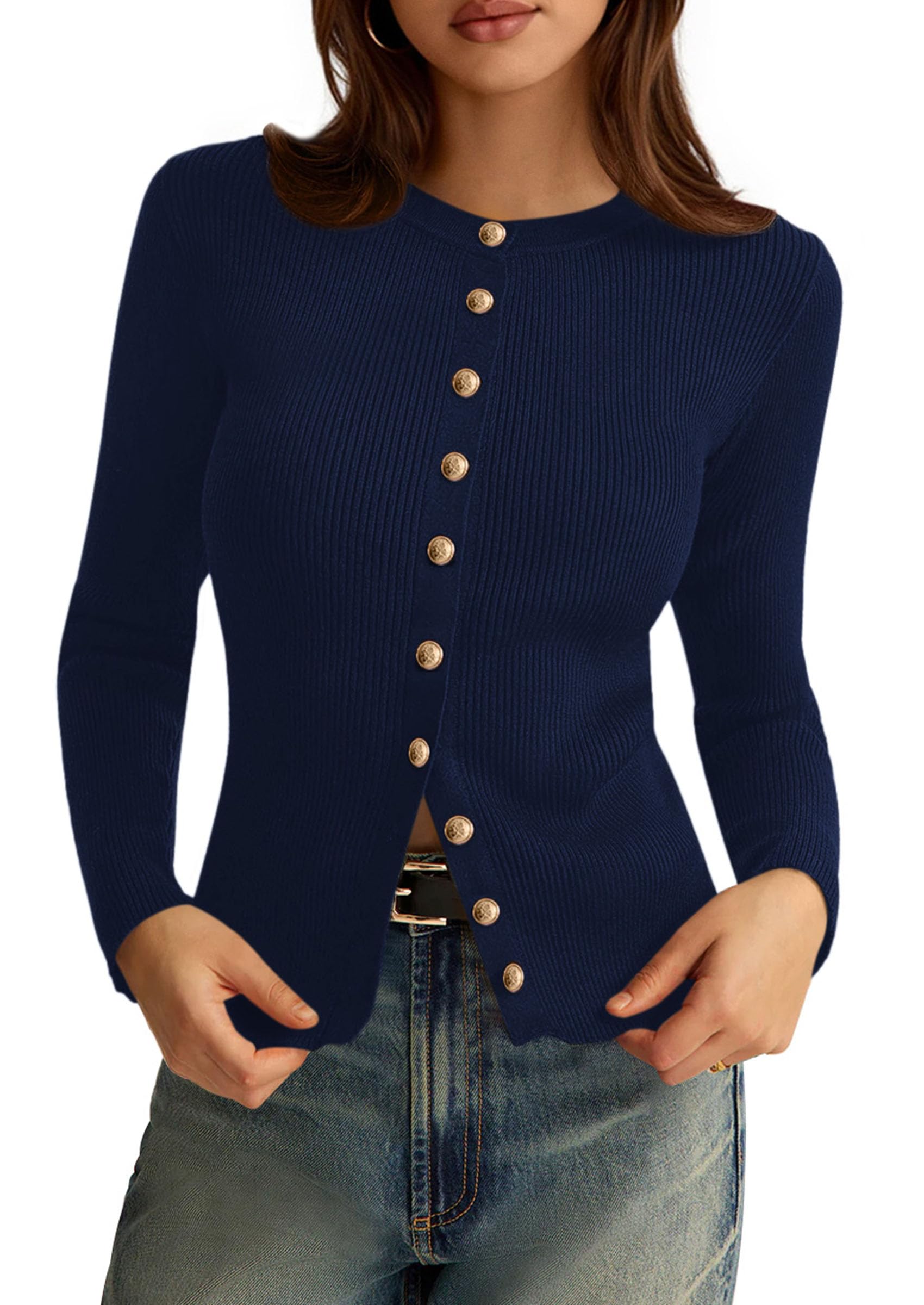 Women's Fall Lightweight Cardigan Sweaters,Navy Blue,S