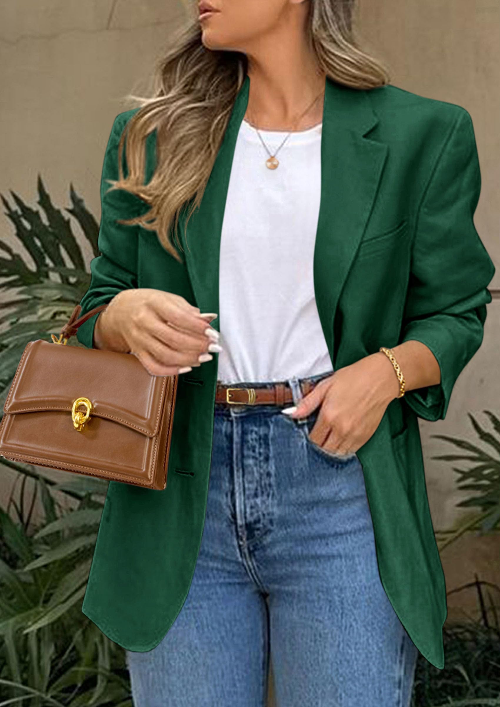 2026 Blazers for Women Business Casual,Dark Green,XS