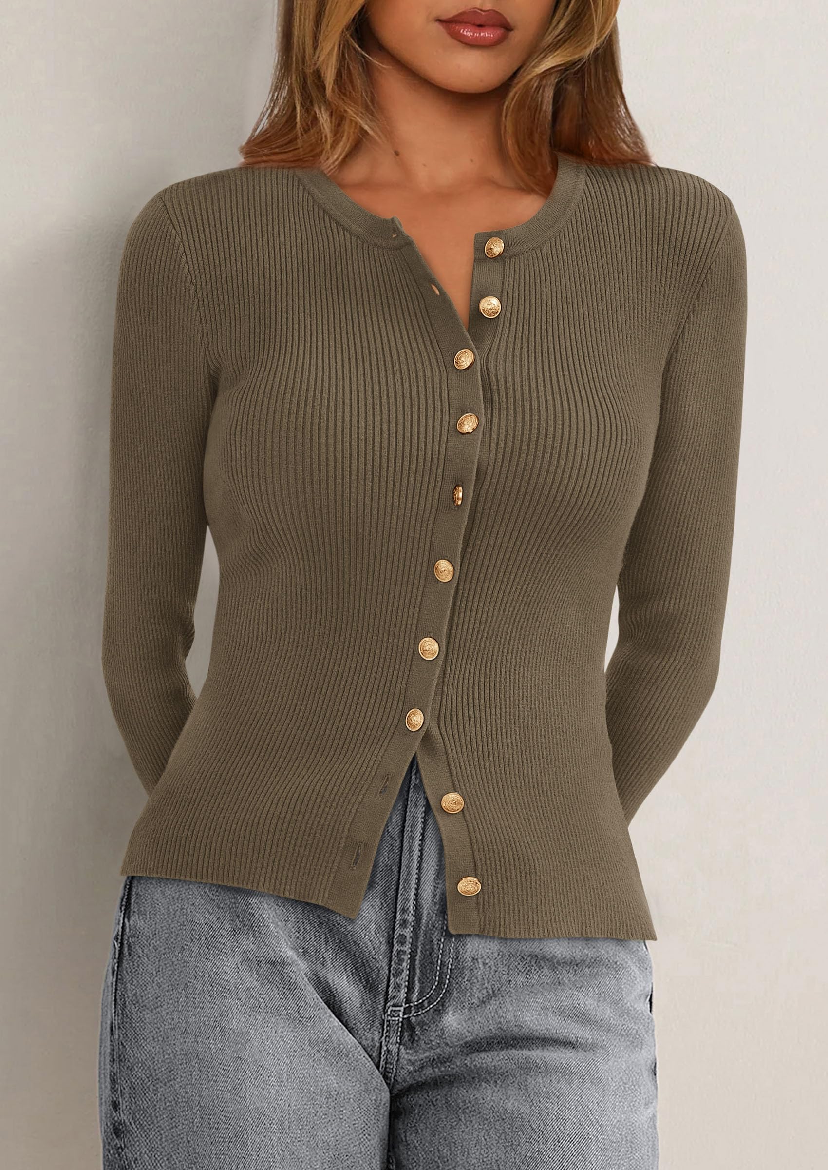 Women's Fall Lightweight Cardigan Sweaters,Sage Green,S