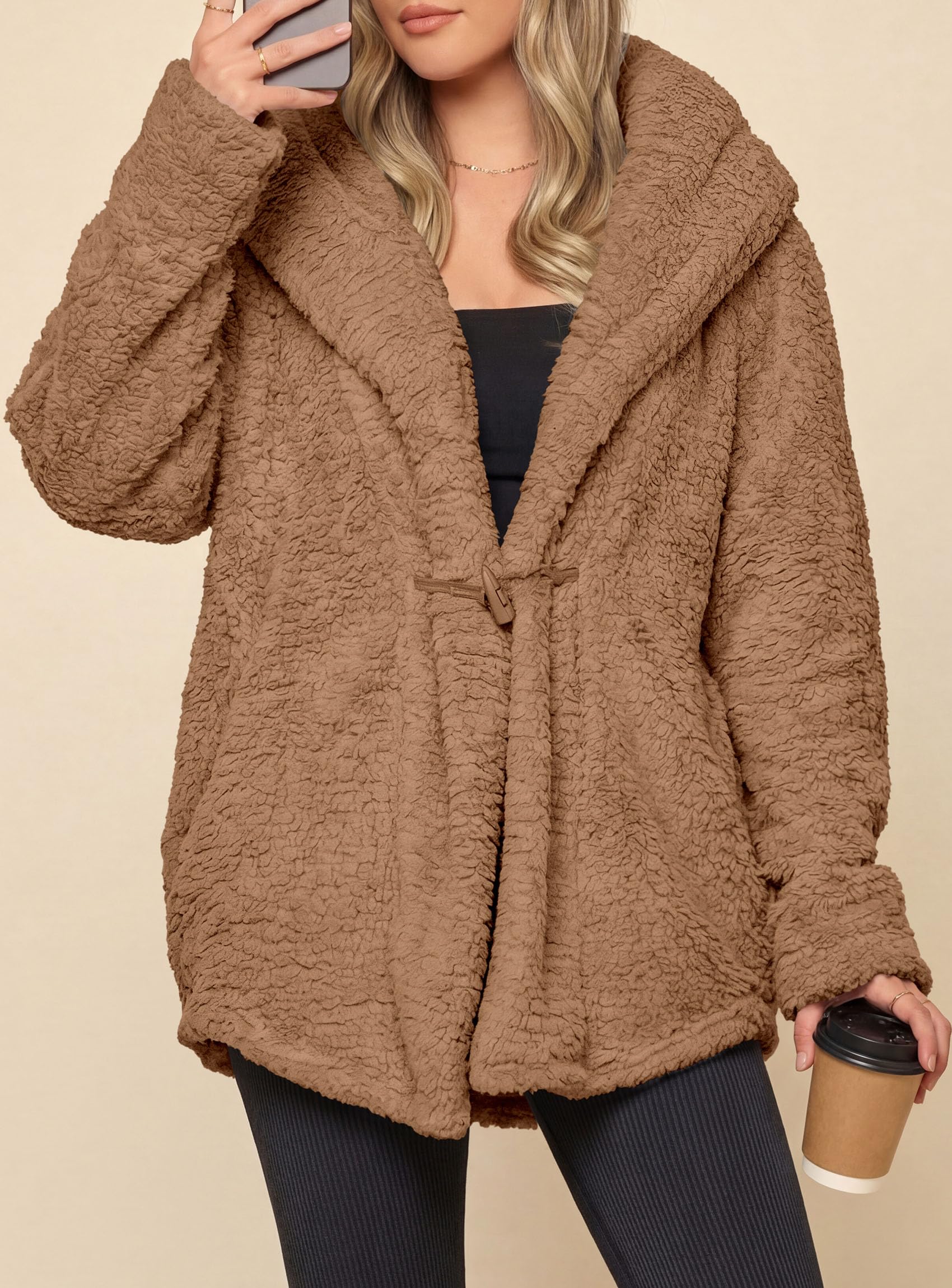 Women's Winter Warm Coats Hooded Faux Fur Sherpa Jacket