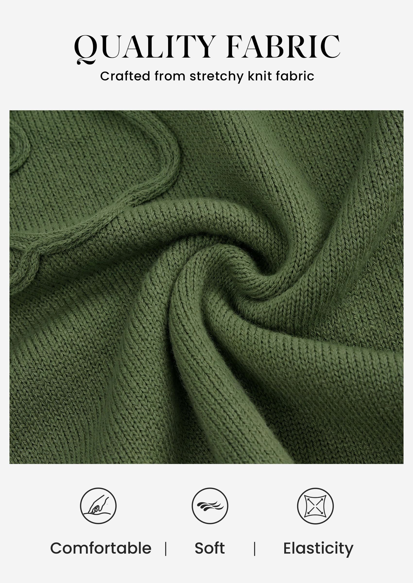 Womens Sweaters Floral Long Sleeve Knit Tops,Army Green,S
