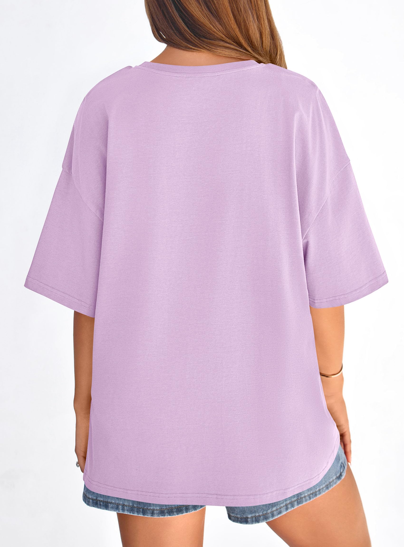 Women's Oversized Tshirts Going Out Tops (Light Purple,S)