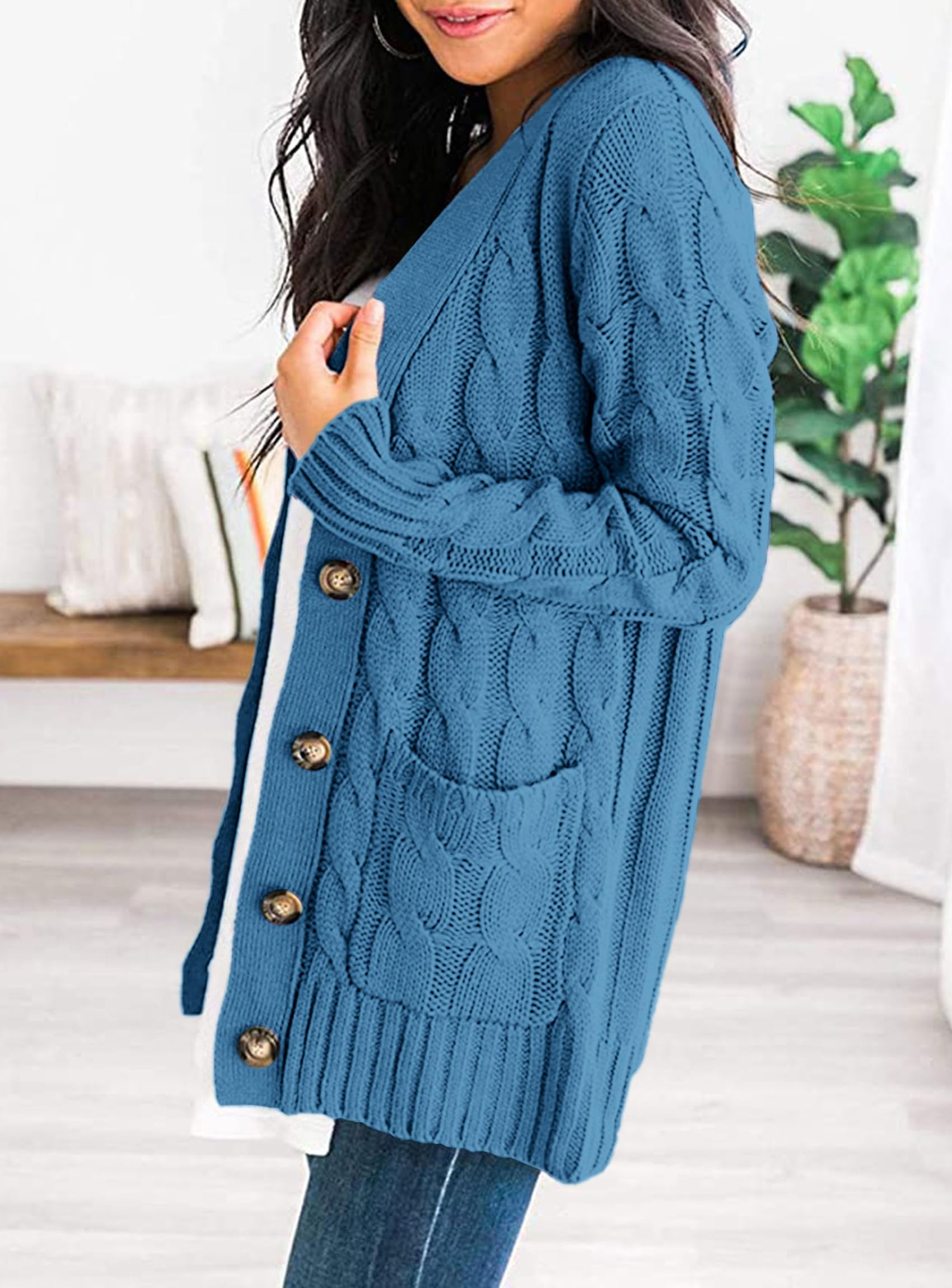 Women Chunky Cable Knit Cardigan Sweaters Fall Fashion Clothes