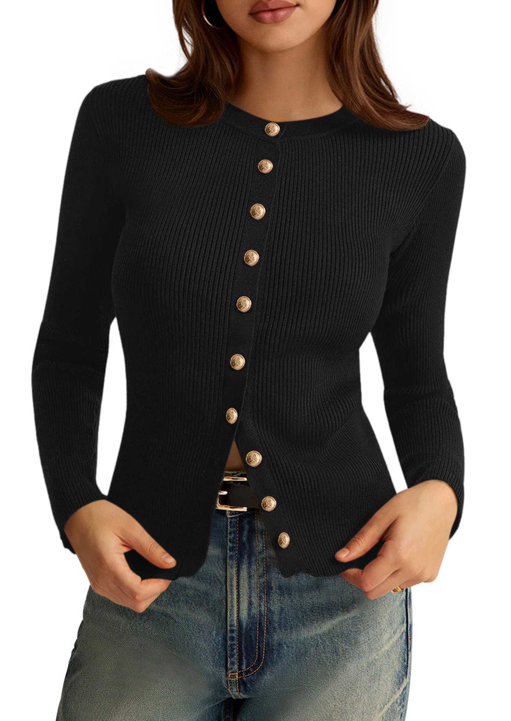 Women's Fall Lightweight Cardigan Sweaters,Black,S