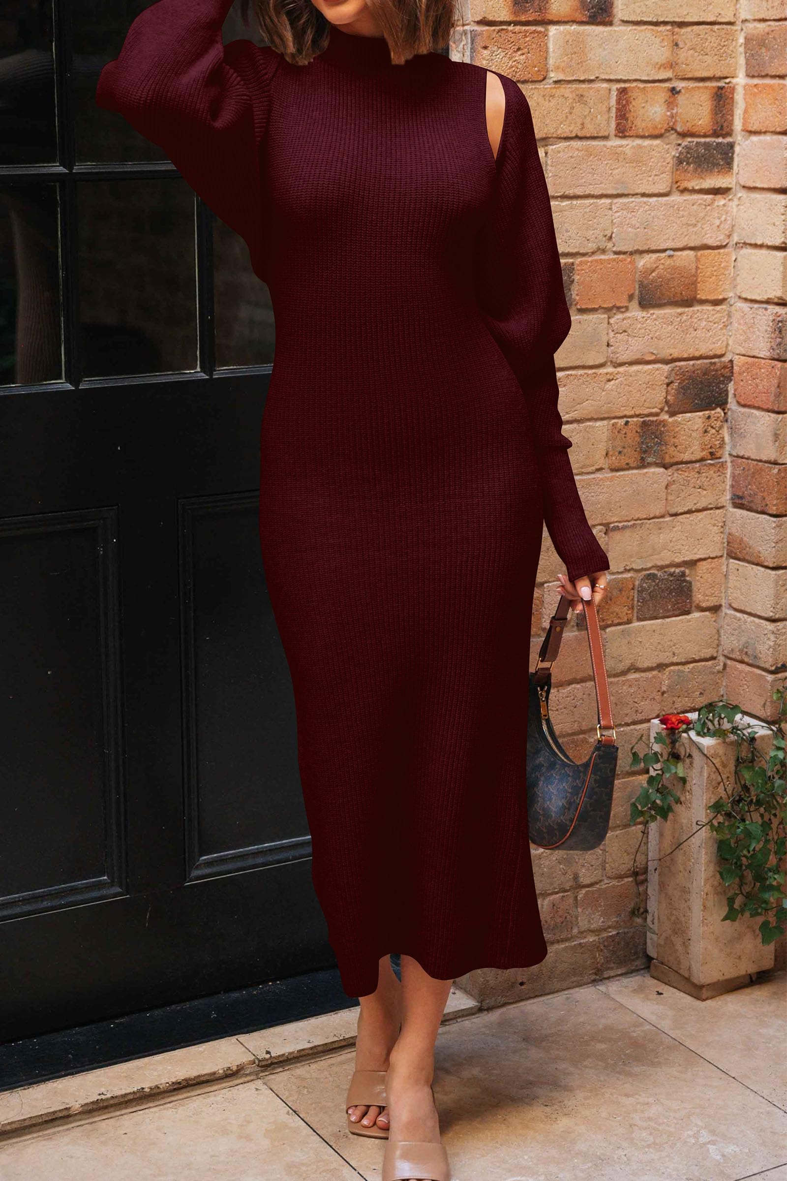 Womens 2 Piece Ribbed Knit Sweater Dress Set Date Night Outfit