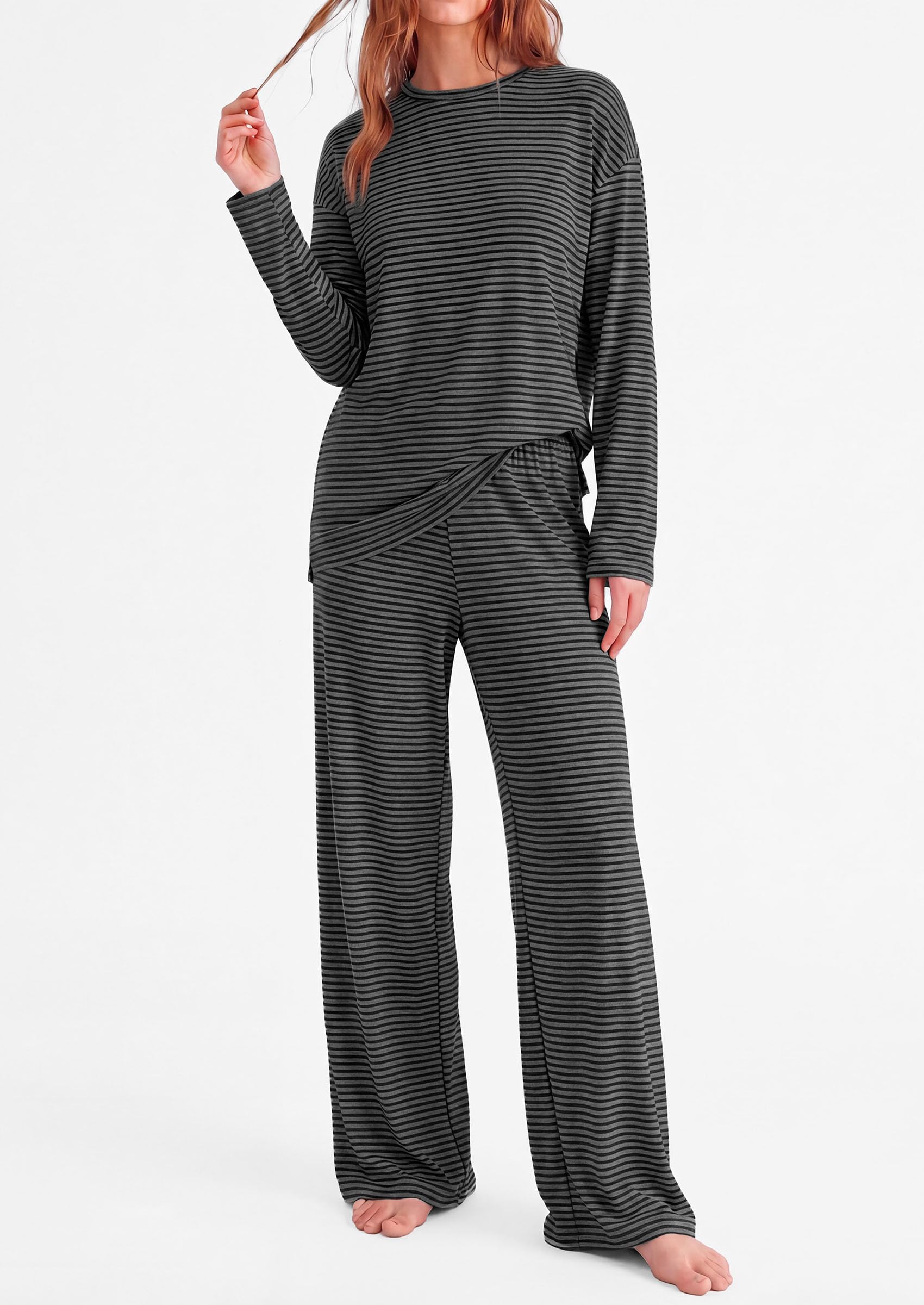 Lounge Sets for Women Fall Striped Matching Comfy Pajama Sets