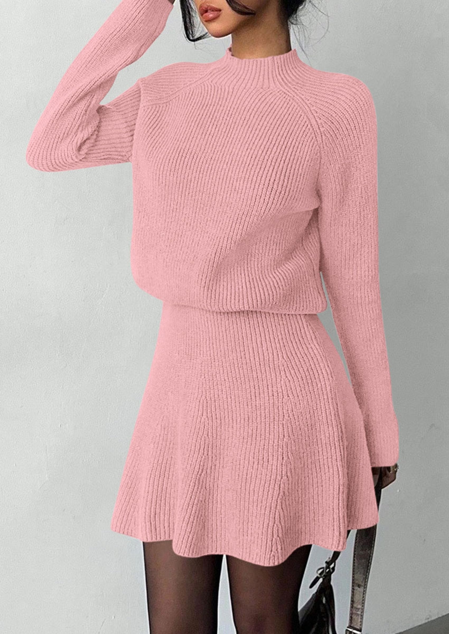 Women's Fall 2 Piece Outfits Matching Sweater Skirt Sets