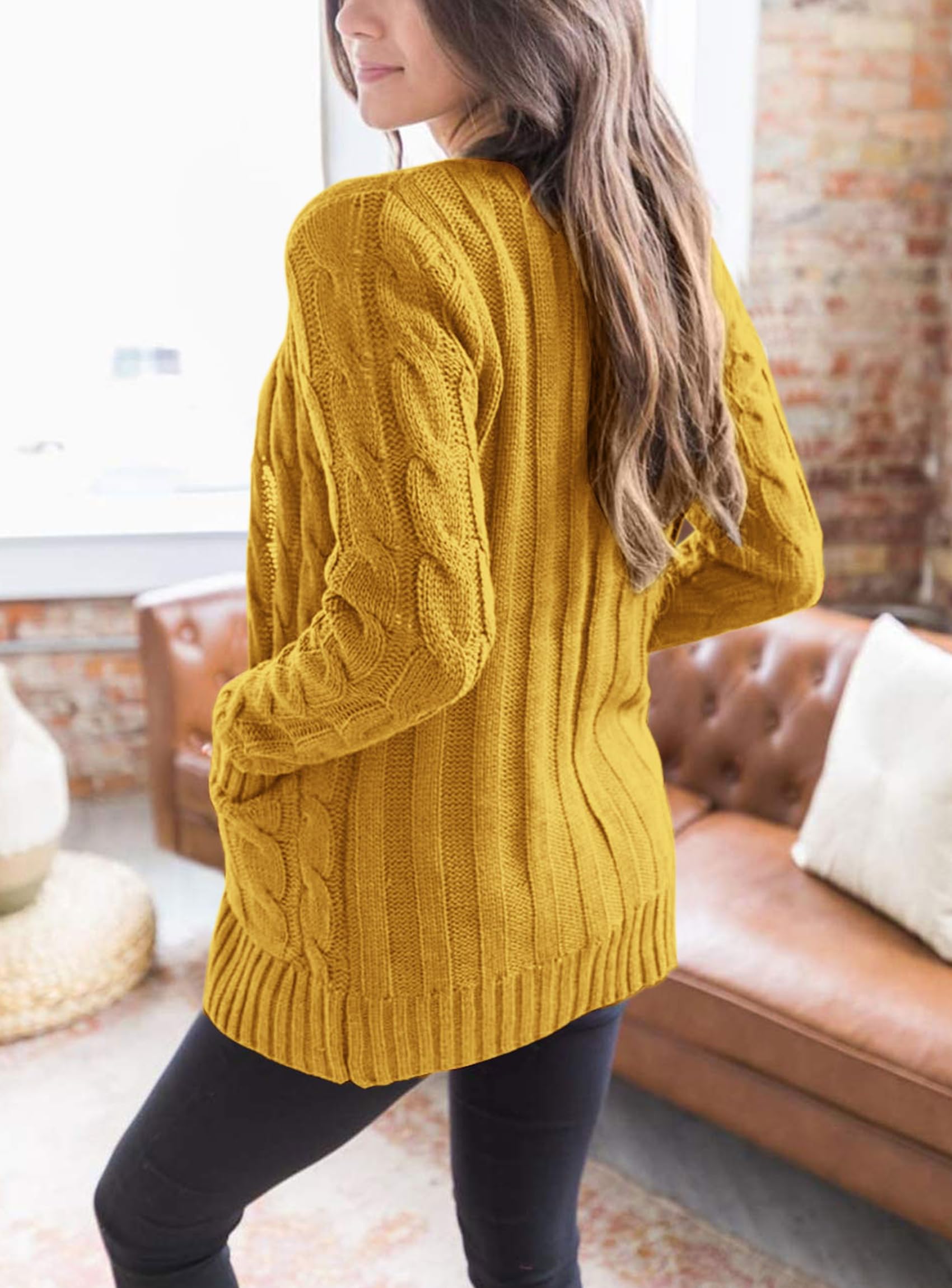 Women Chunky Cable Knit Cardigan Sweaters Fall Fashion Clothes