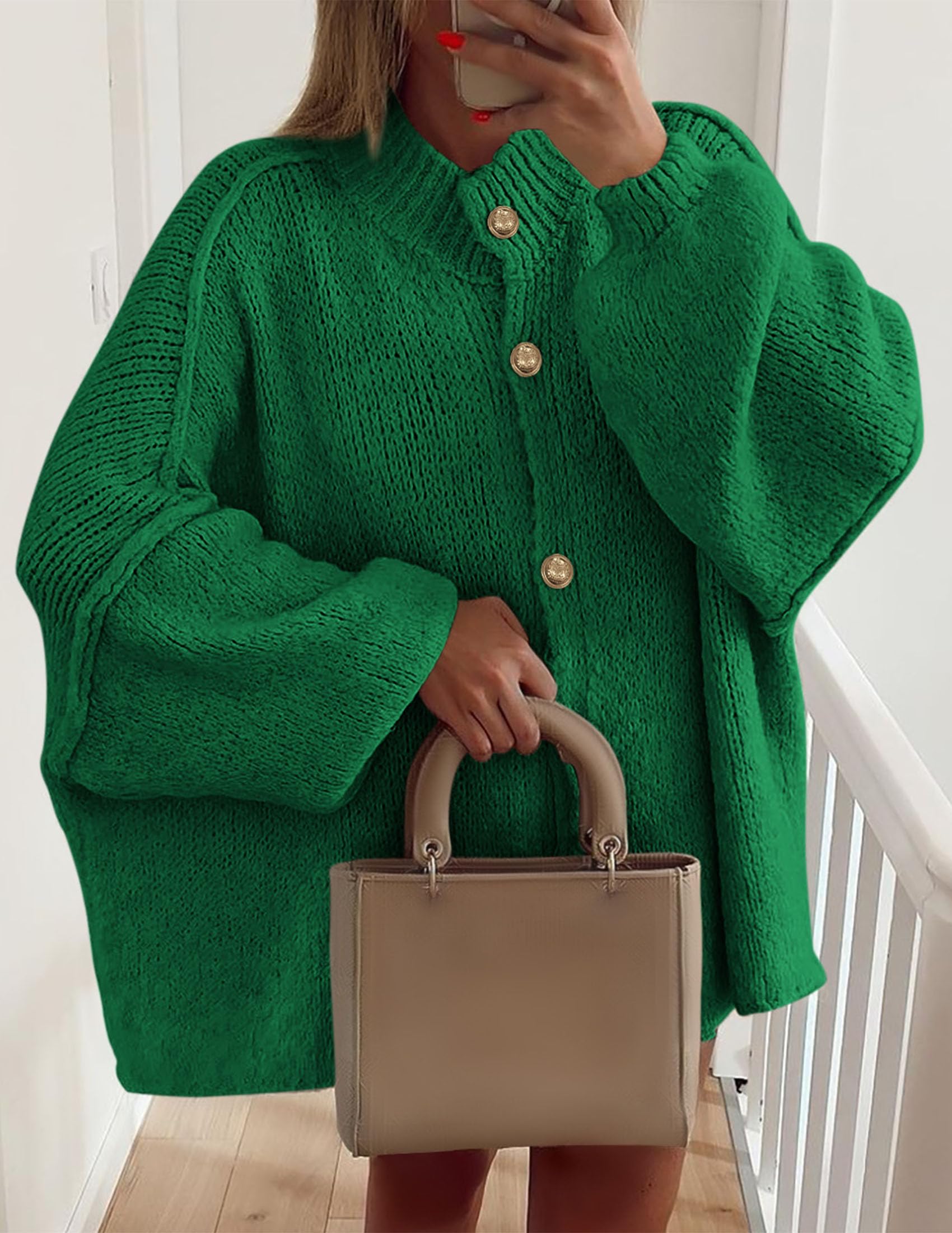 Women's Oversized Chunky Cardigan Sweaters(Green,Small)