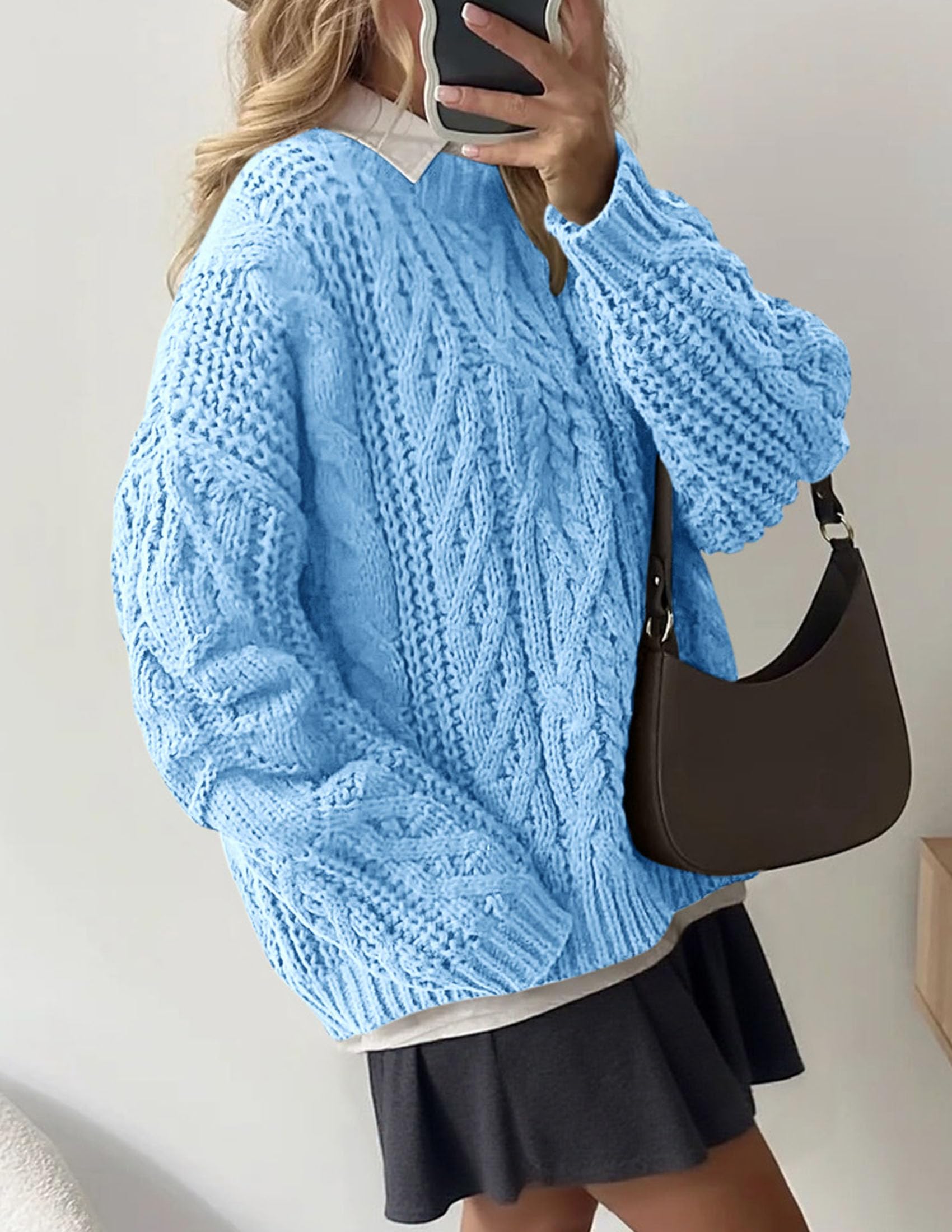 Womens Oversized Fall Sweaters Chunky Cable Knit Pullover Tops