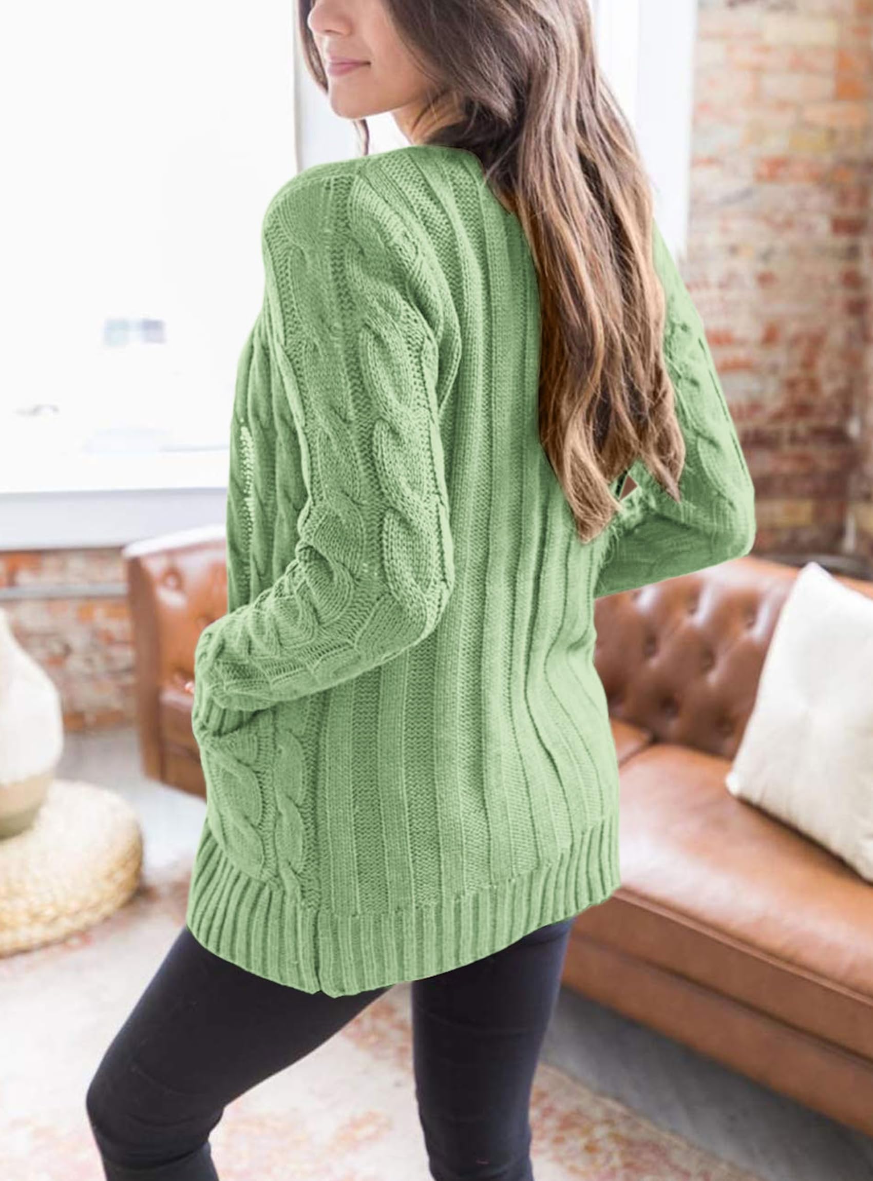 Women Chunky Cable Knit Cardigan Sweaters Fall Fashion Clothes