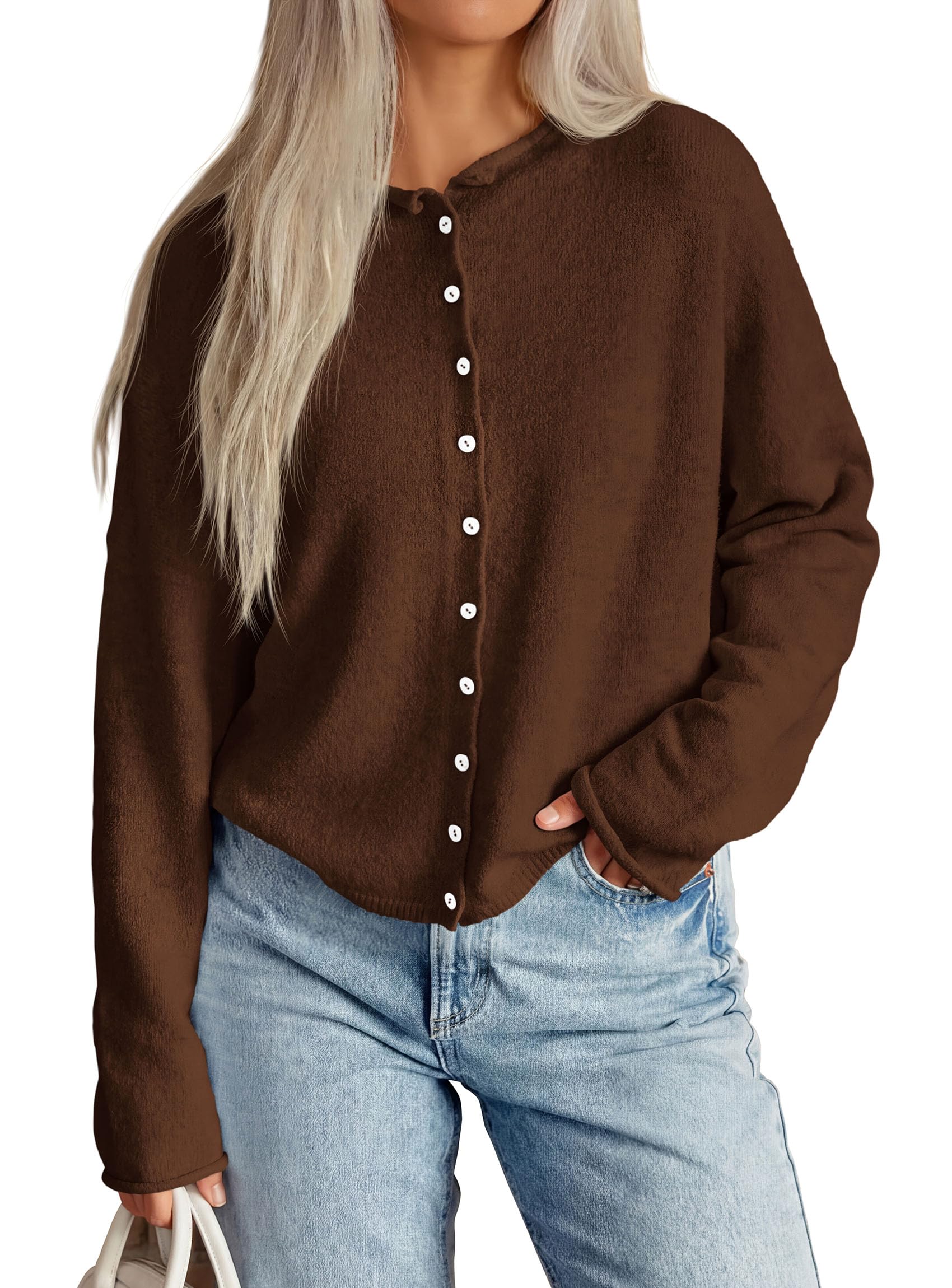 Button Up Cardigan for Women Knit Oversized Fall Sweaters