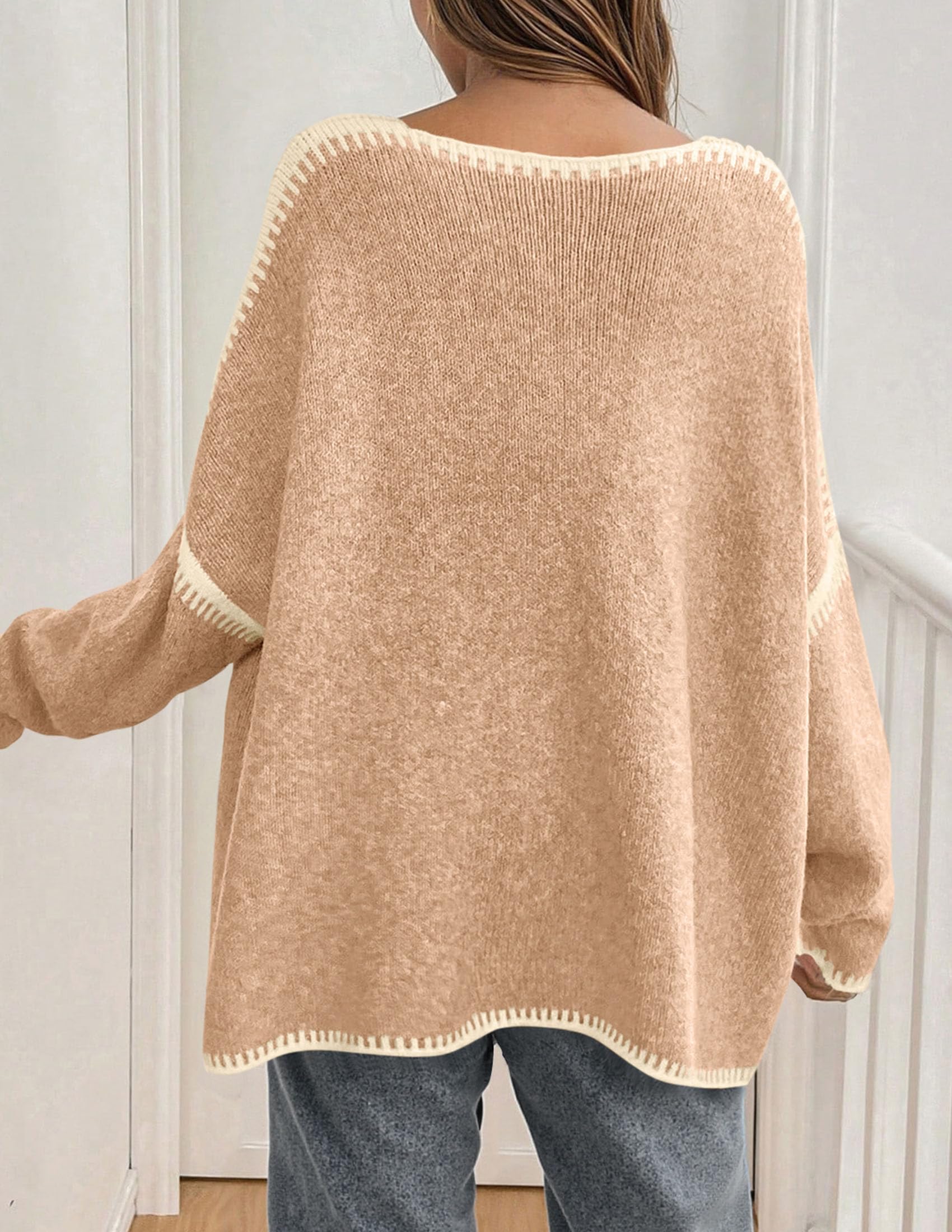 Womens Oversized Cardigan Sweaters 2026 Fall Long Lantern Sleeve Knit Open Front Lightweight Sweater (Style2-Camel,Small)