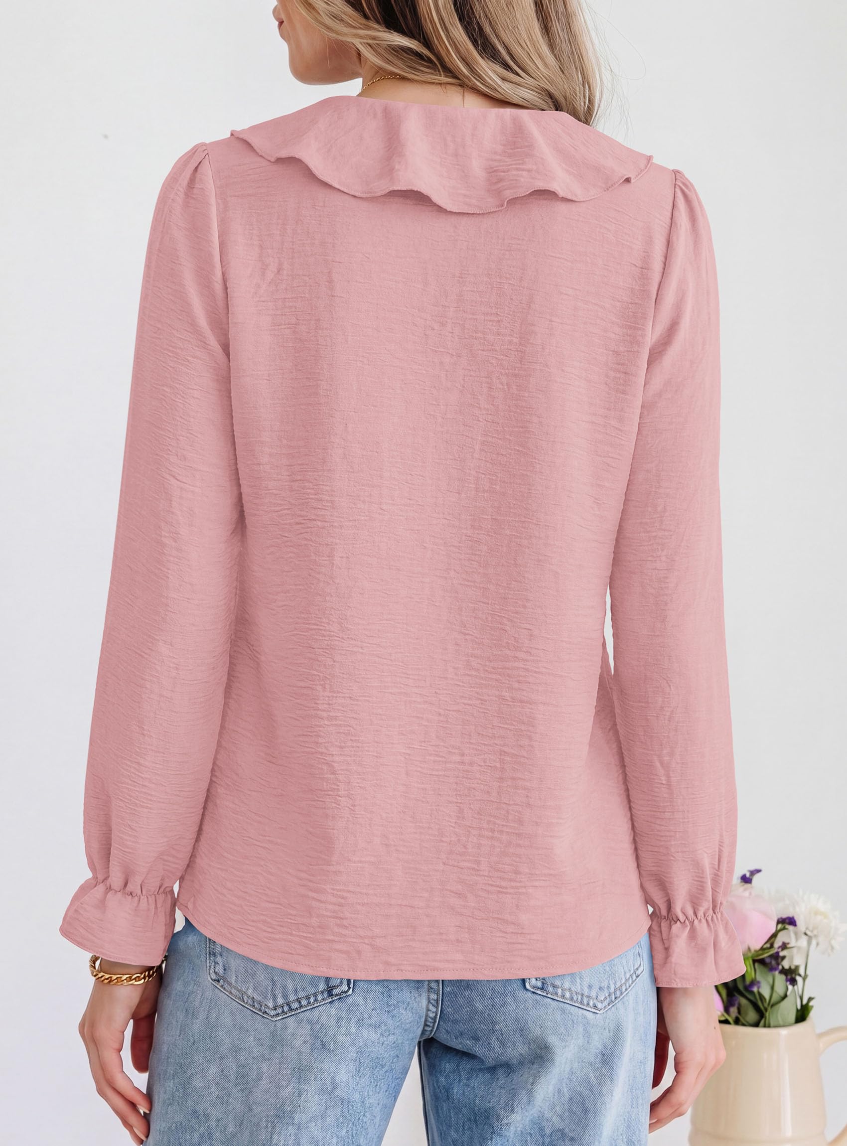 Women Early Fall Fashion Dressy Casual Blouses Pink,L