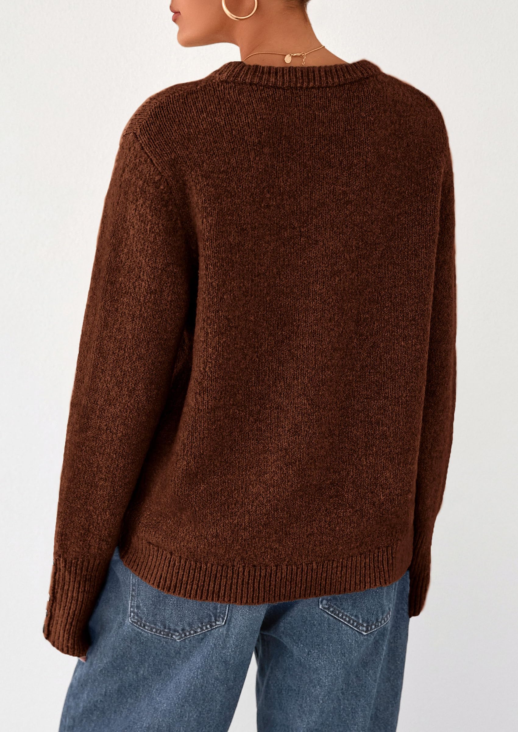 Fall Sweaters for Women Cozy Casual Pullover Ribbed Knit Tops