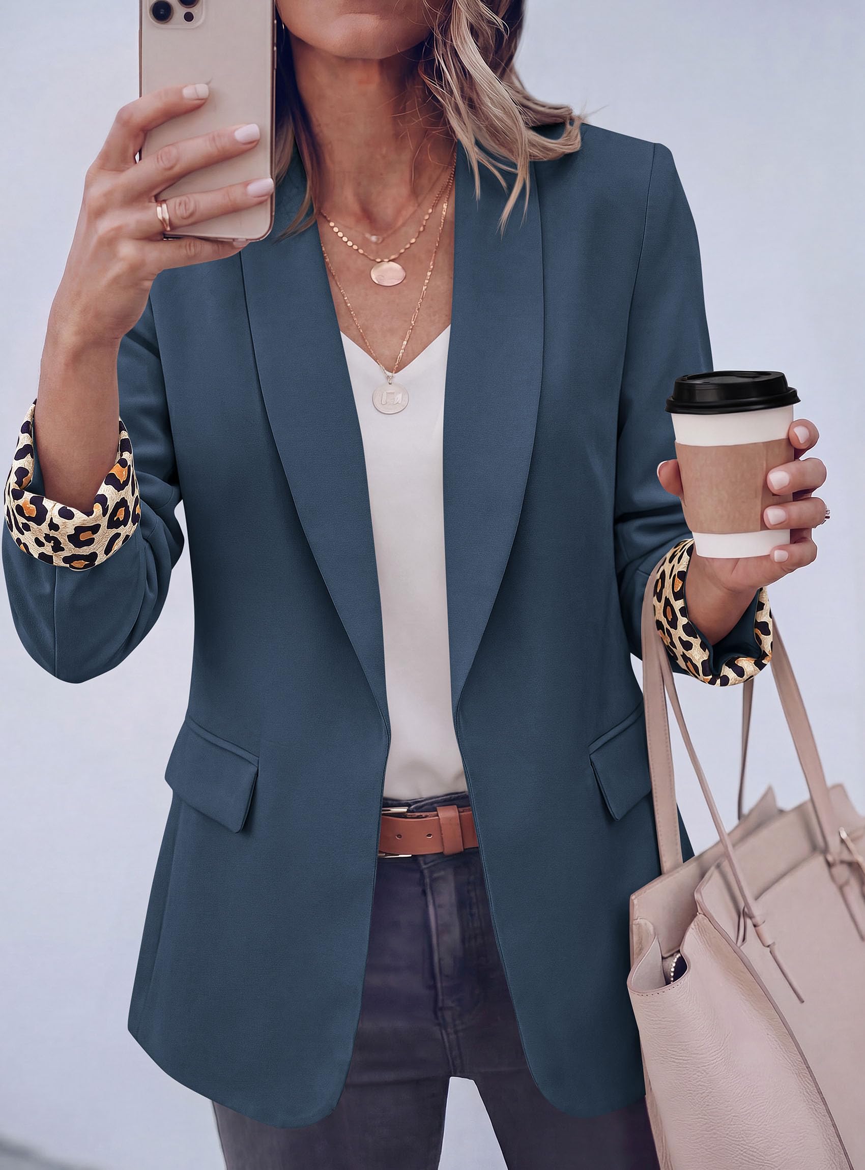 Blazers for Women Business Casual Open Front Lapel Suit Jacket