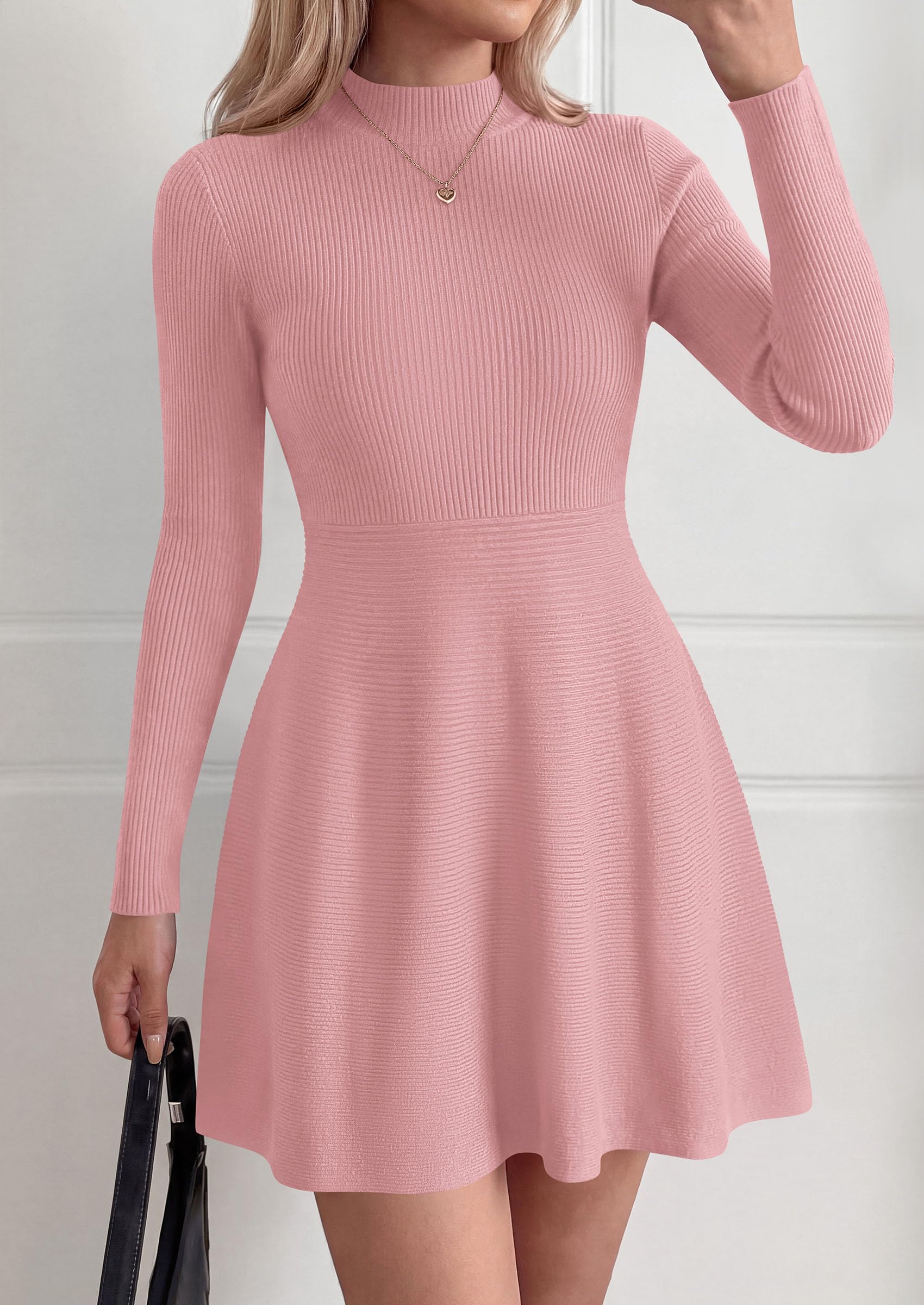 Women's Knit A Line Short Sweater Dress for Fall Wedding Guest