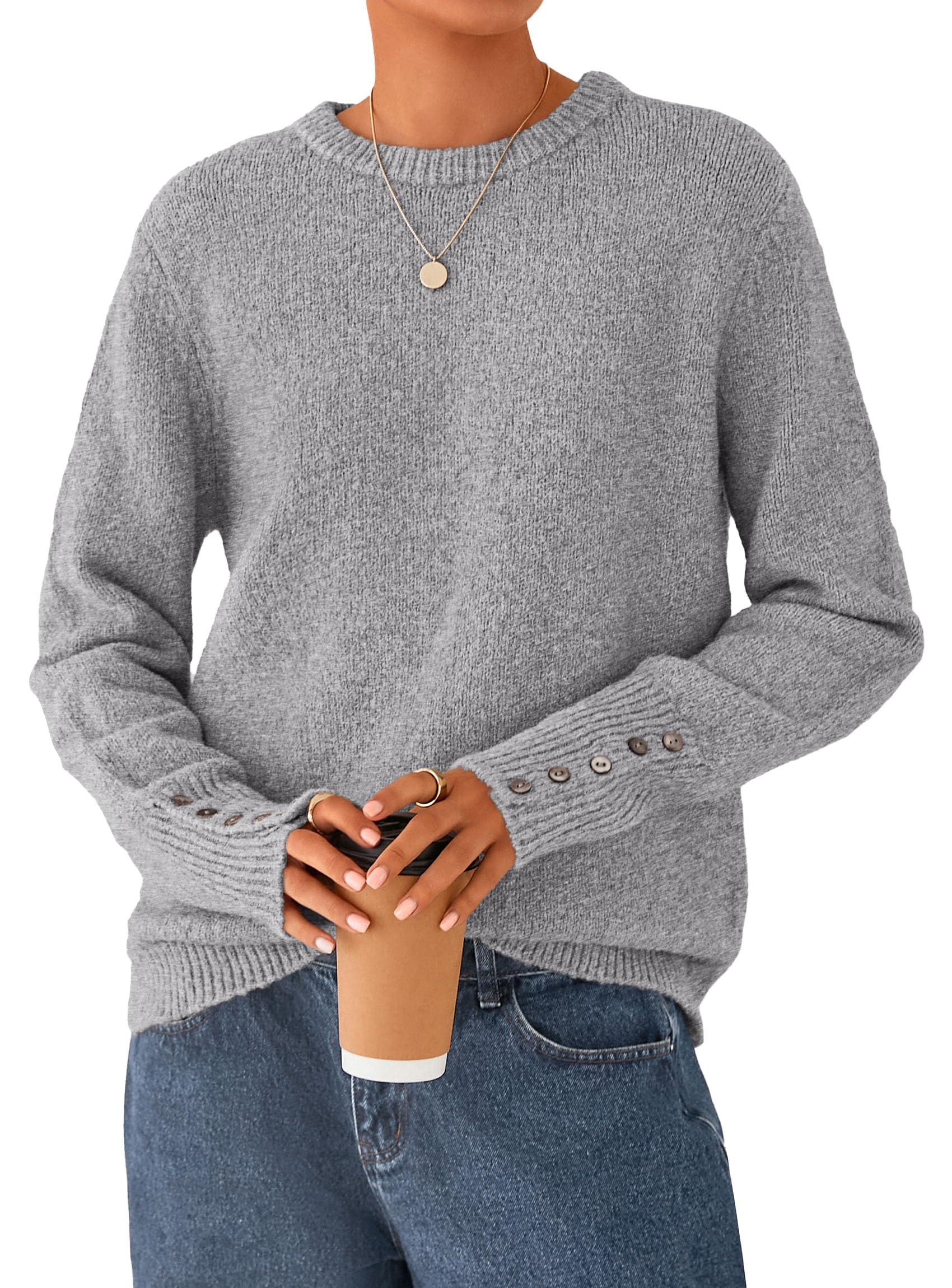Fall Sweaters for Women Cozy Casual Pullover Ribbed Knit Tops