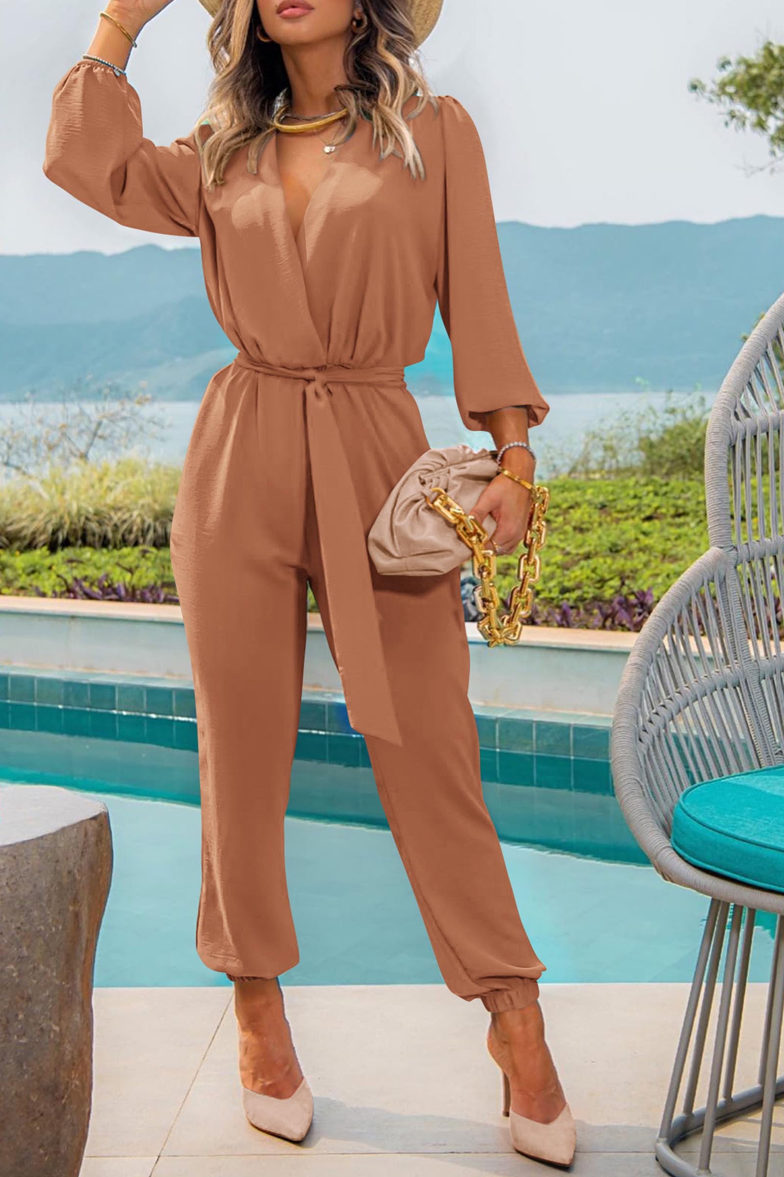 Long Sleeve Jumpsuits for Women Dressy Casual Fall Outfits