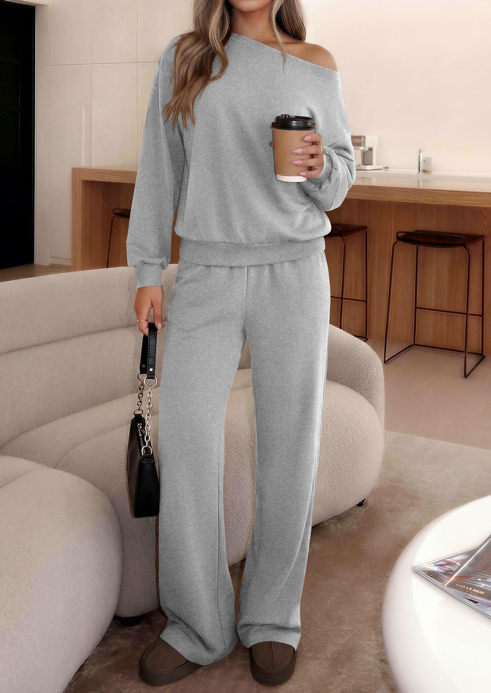 2 Piece Sets for Women Off the Shoulder Matching Lounge Set