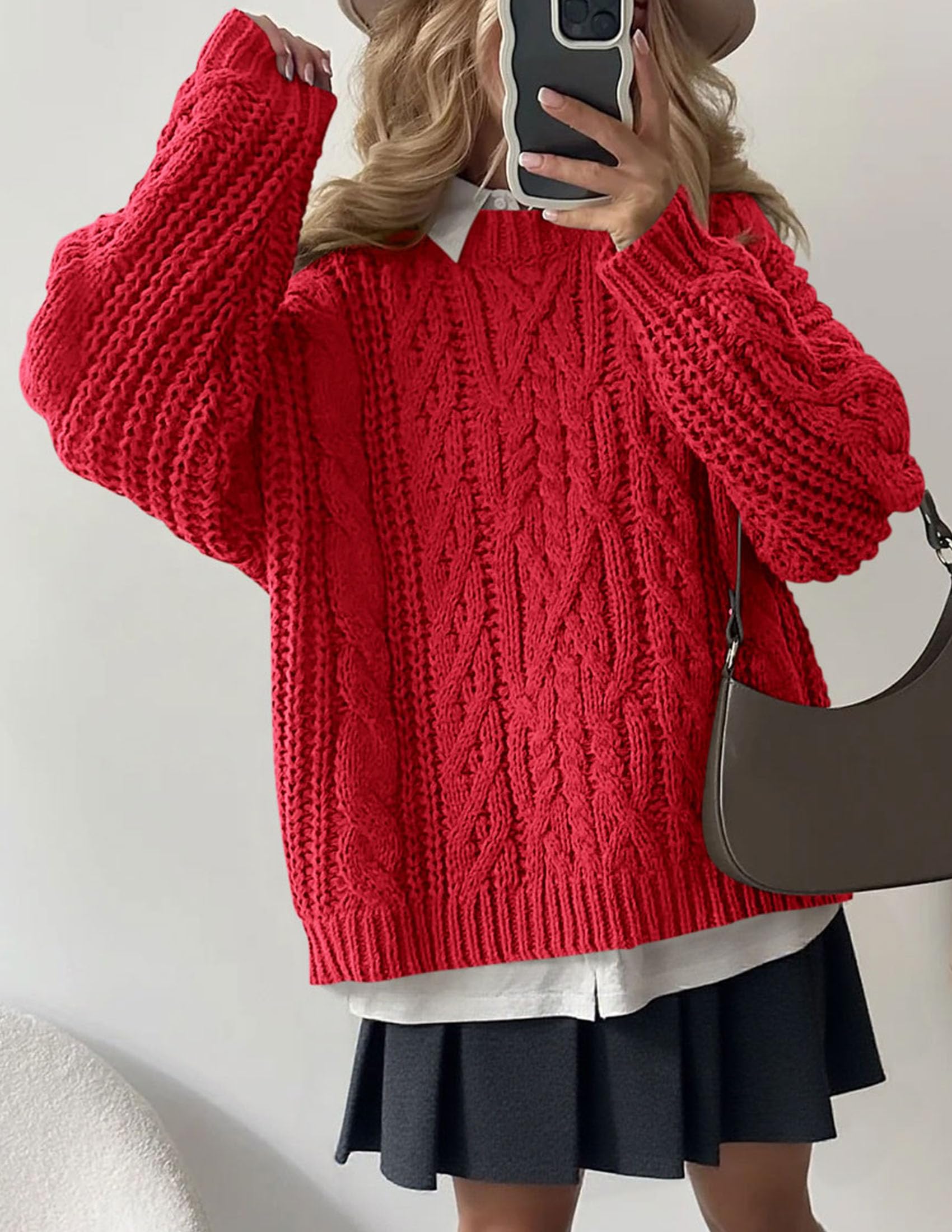 Womens Oversized Fall Sweaters Chunky Cable Knit Pullover Tops