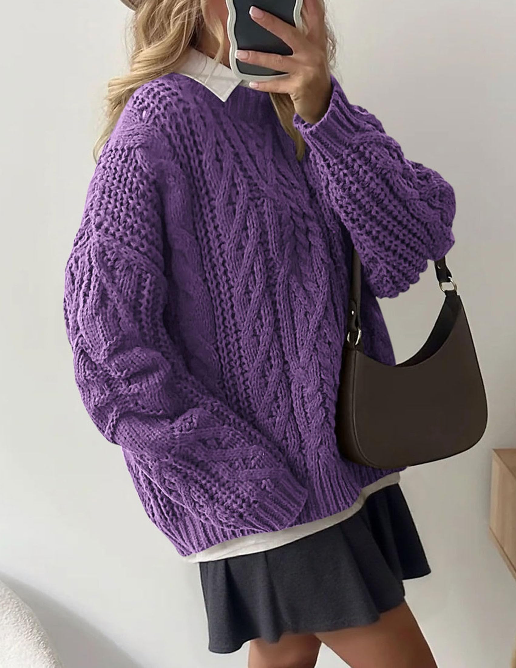 Womens Oversized Fall Sweaters Chunky Cable Knit Pullover Tops