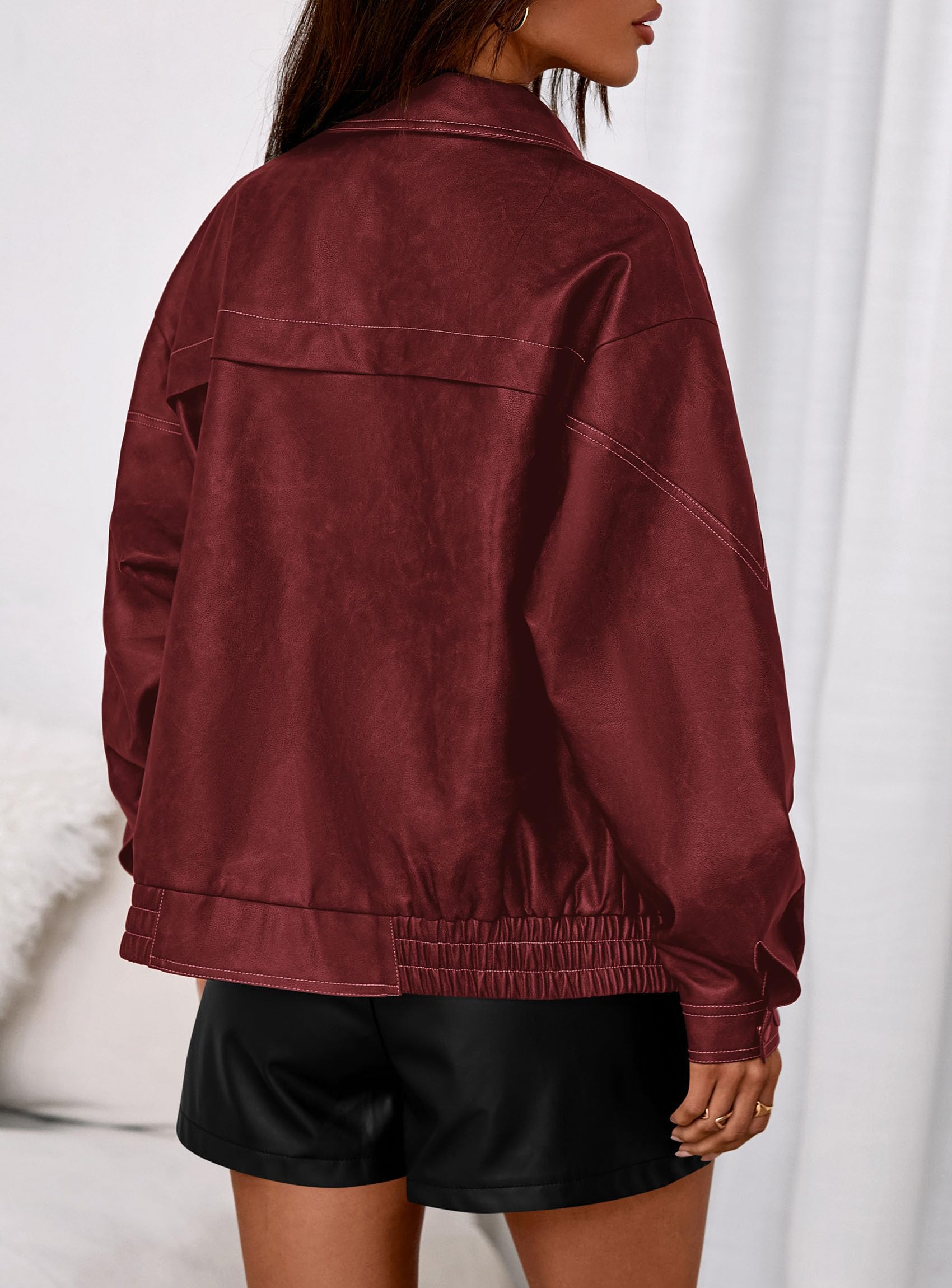 Womens Oversized Faux Leather Jacket Fall Winter Outfits