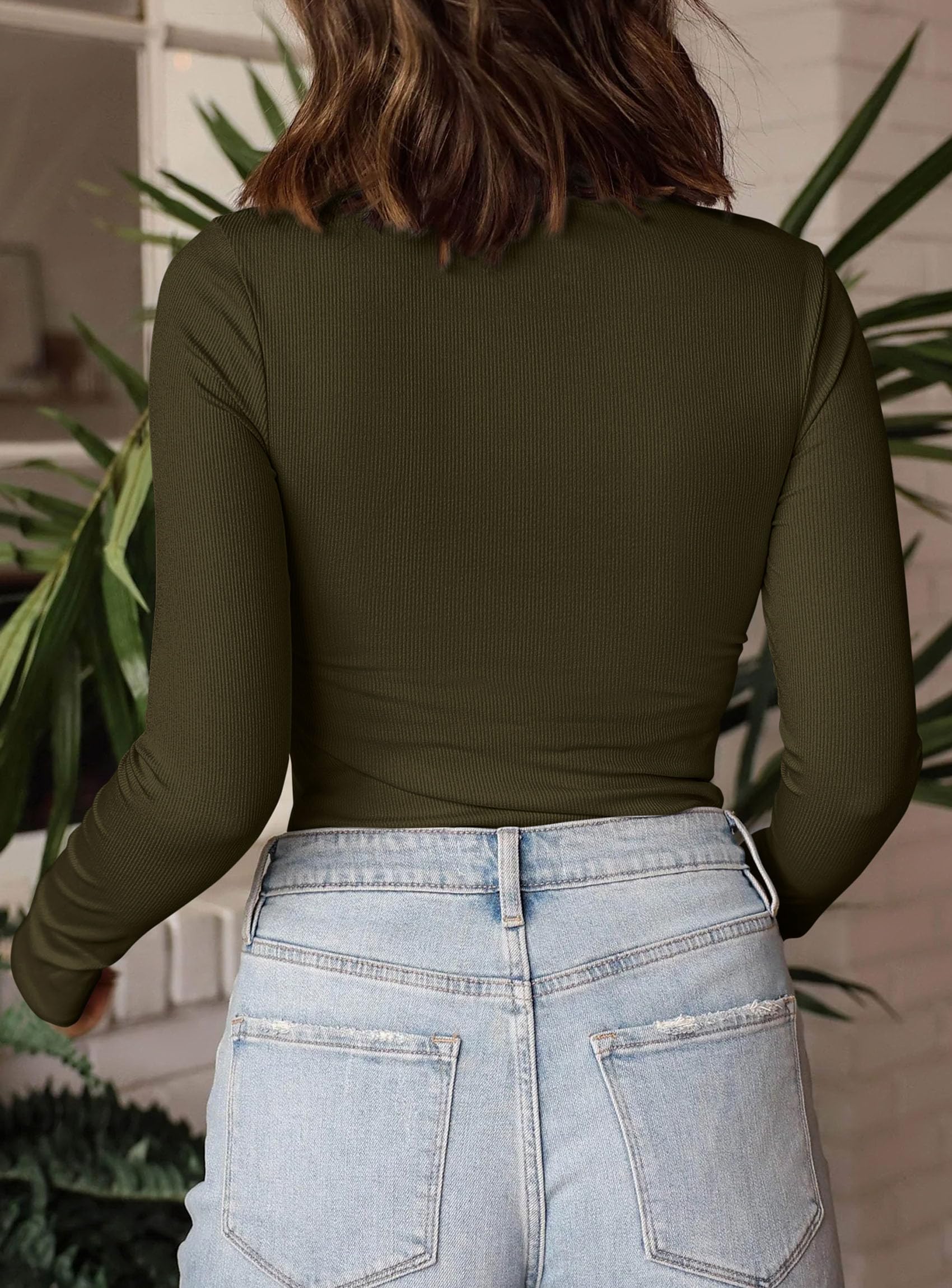Womens Mock Turtleneck Fall Long Sleeve Shirts,Army Green,XS