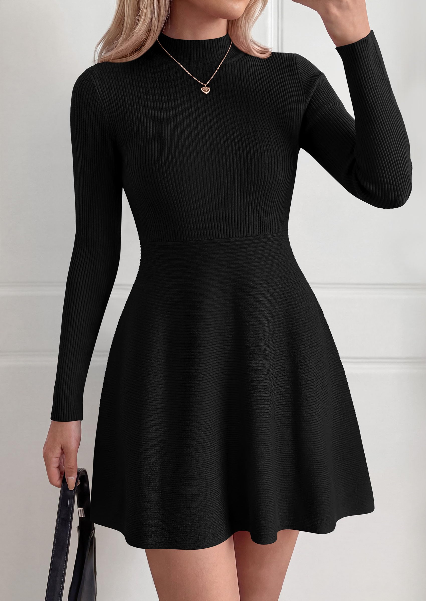 Women's Knit A Line Short Sweater Dress for Fall Wedding Guest