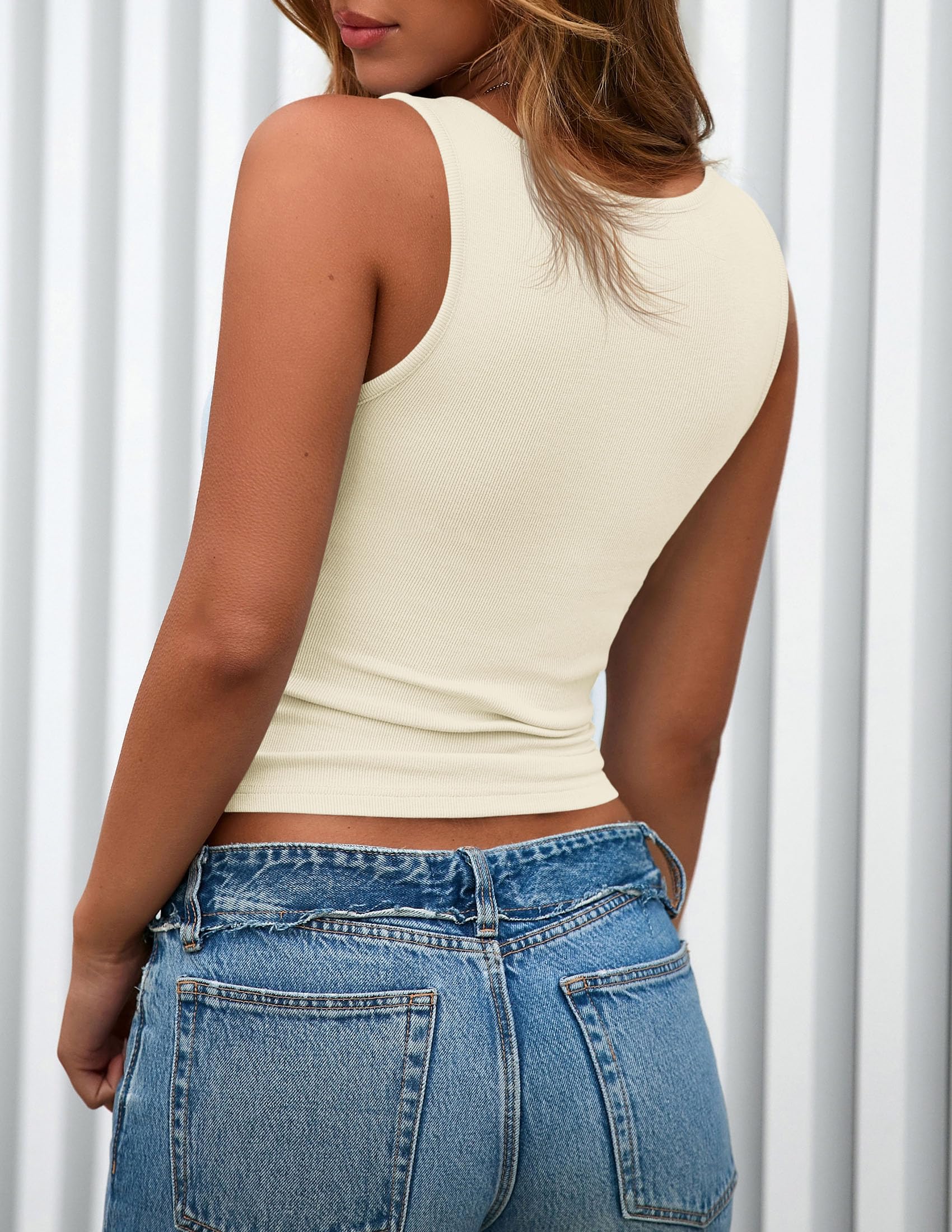 Womens Button Up Sleeveless Henley Tank Tops,Beige,S