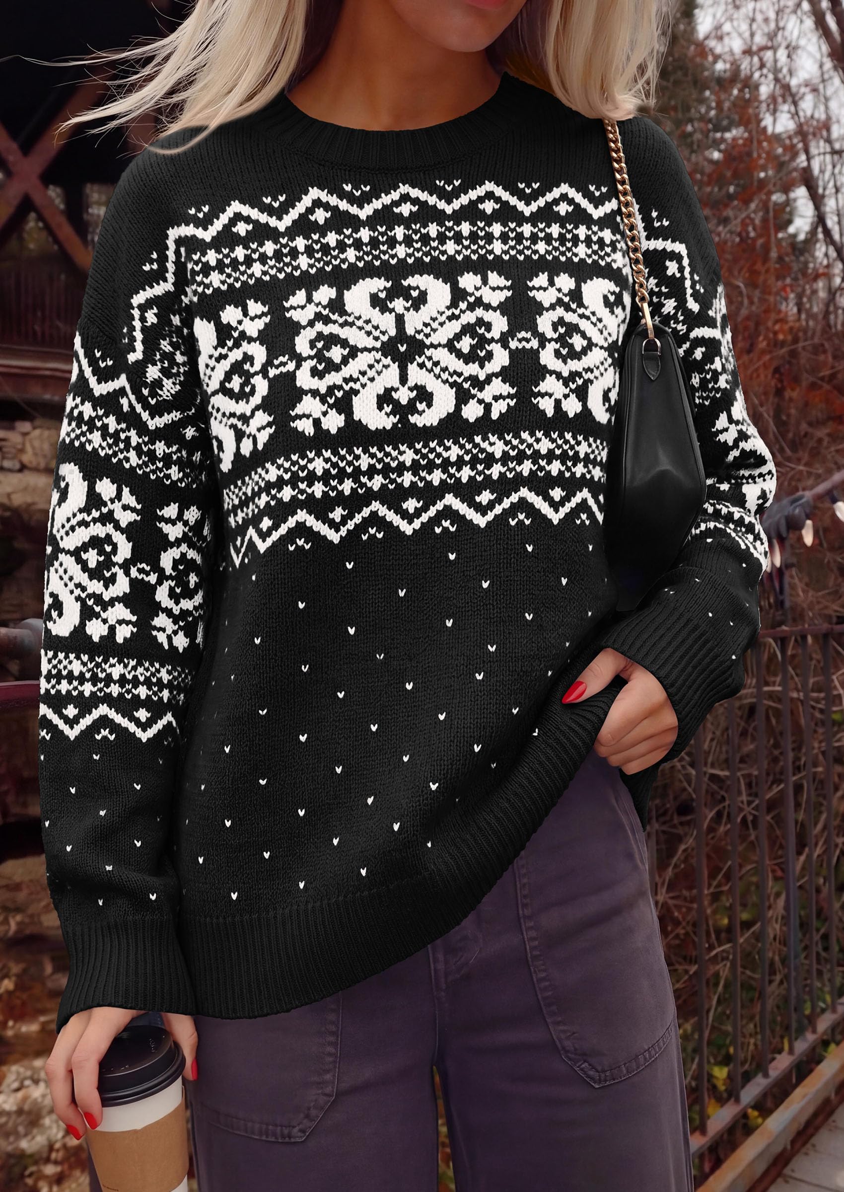Sweaters for Women Fair Isle Oversized Pullover Fall Outfits