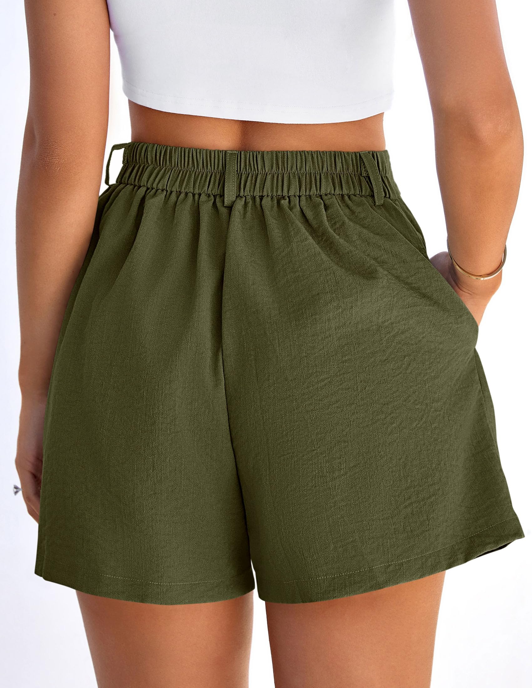 Womens Shorts Dressy Casual High Waisted Wide Leg Trousers,Army Green,S