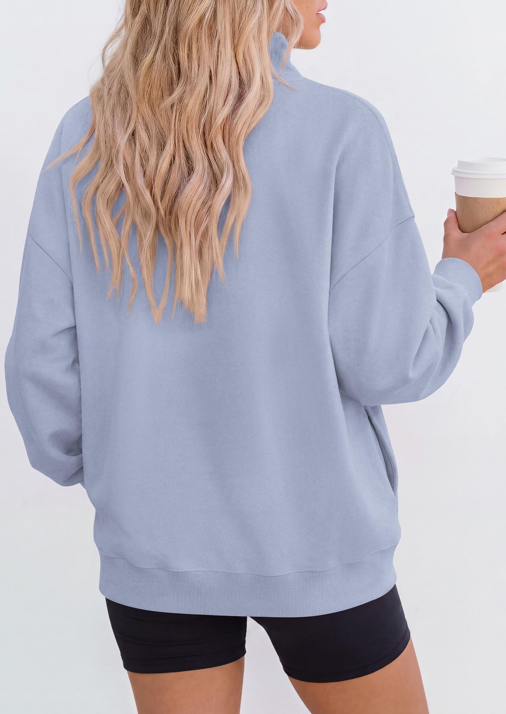 Womens Mock Neck Sweatshirt Oversized Pullover Fall Outfits