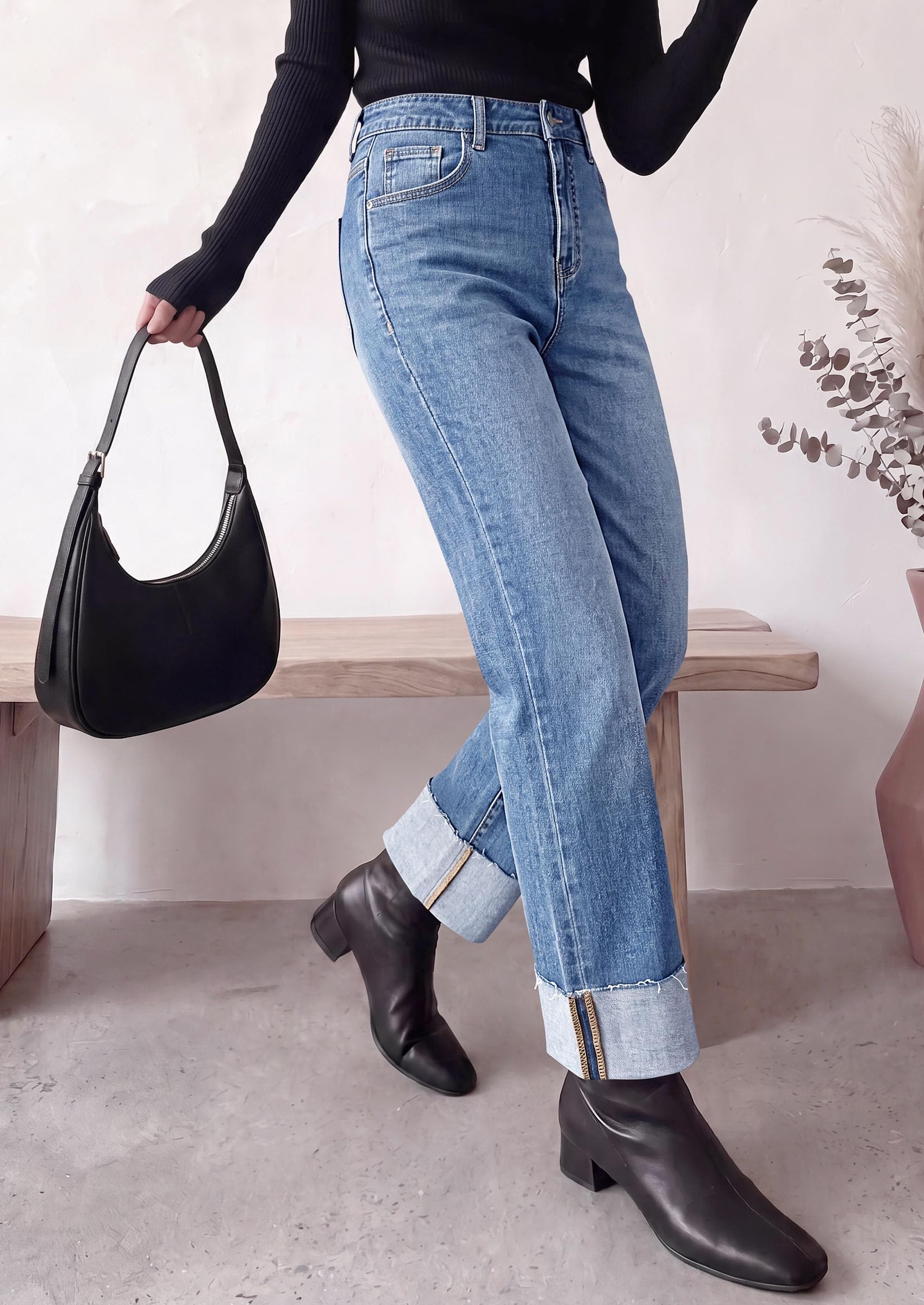 Women's Baggy Denim Jeans Wide Leg Pants Dusk Blue 4