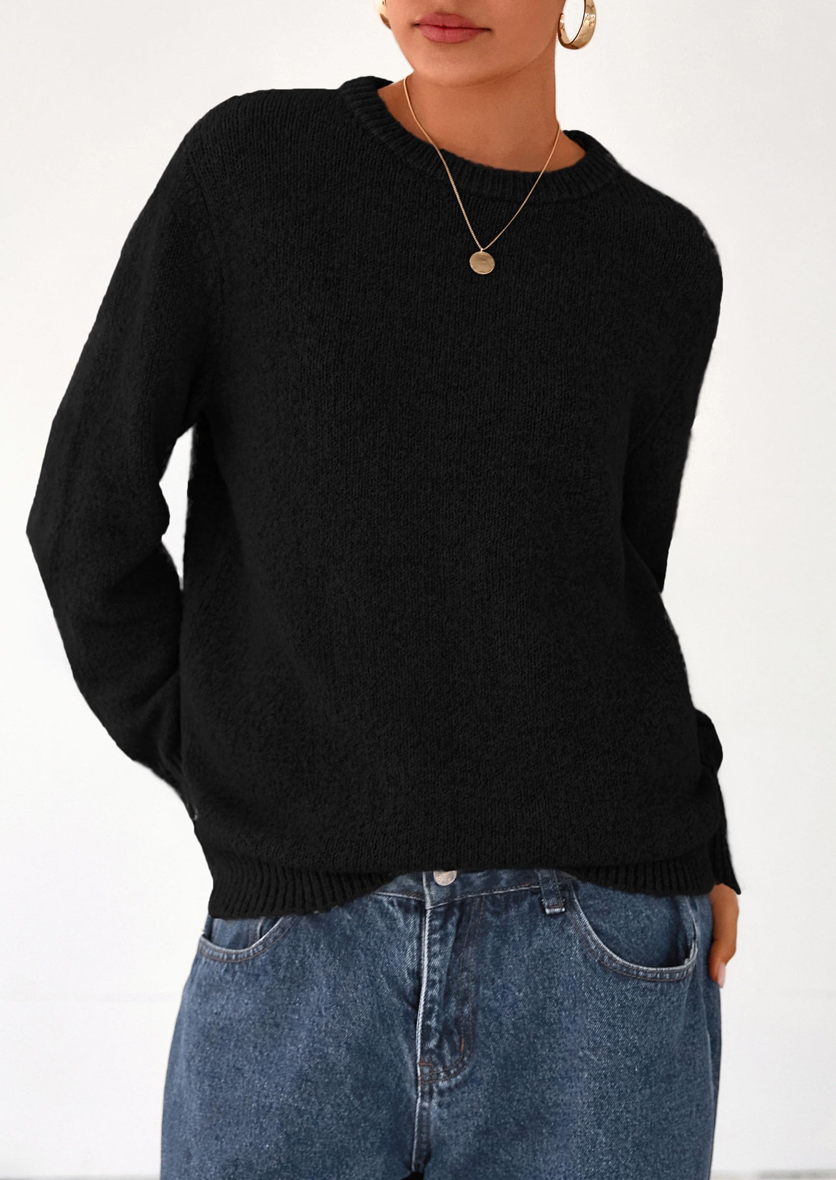 Fall Sweaters for Women Cozy Casual Pullover Ribbed Knit Tops