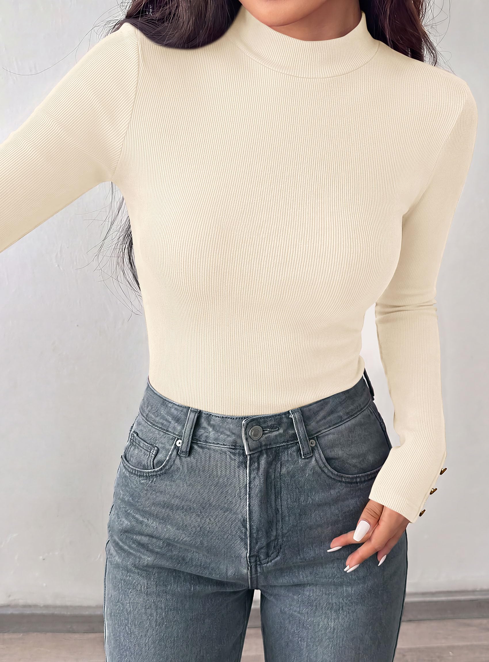 Women's Long Sleeve Shirts Fall Going Out Tops,Beige,XS
