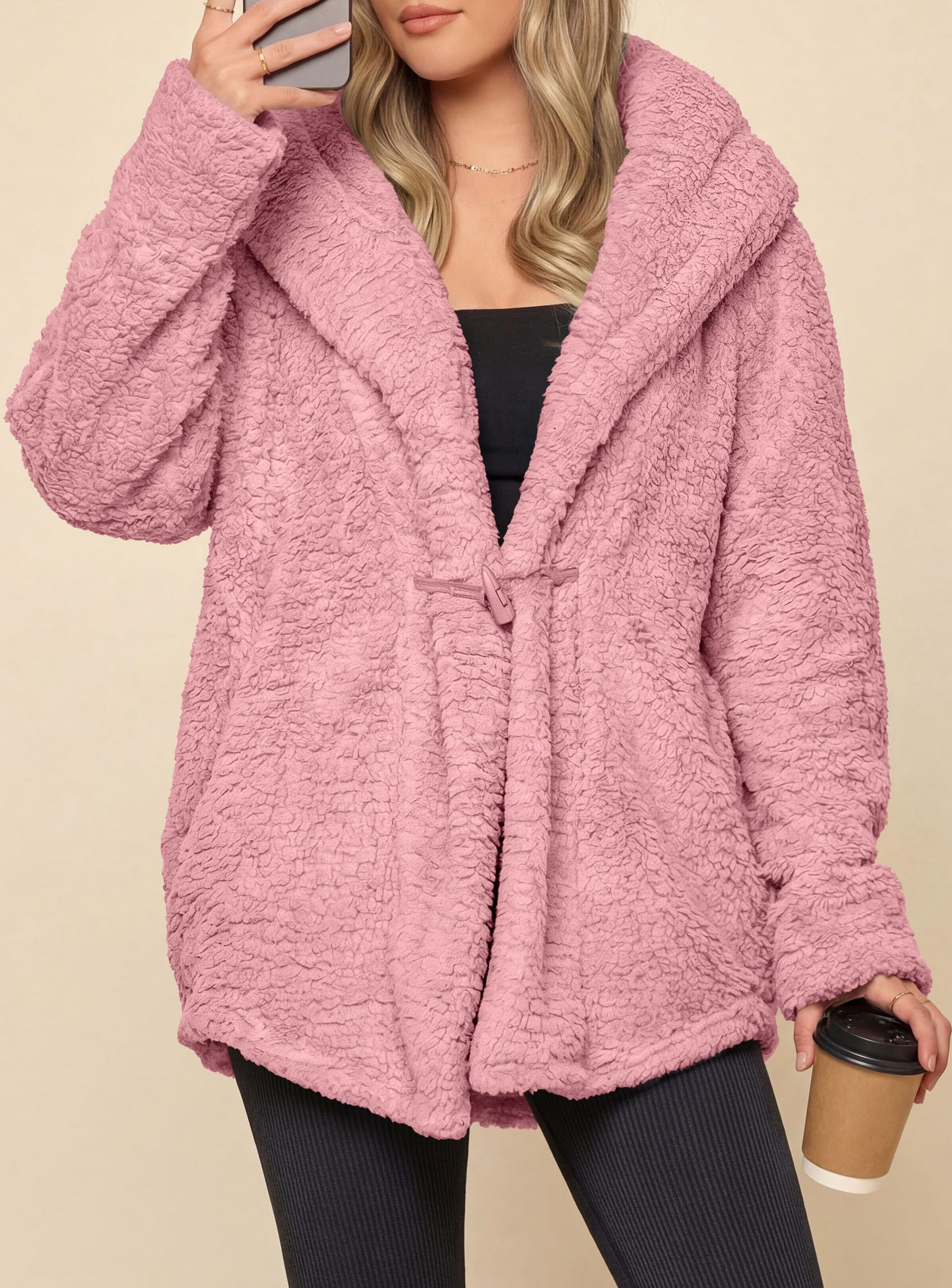 Women's Winter Warm Coats Hooded Faux Fur Sherpa Jacket