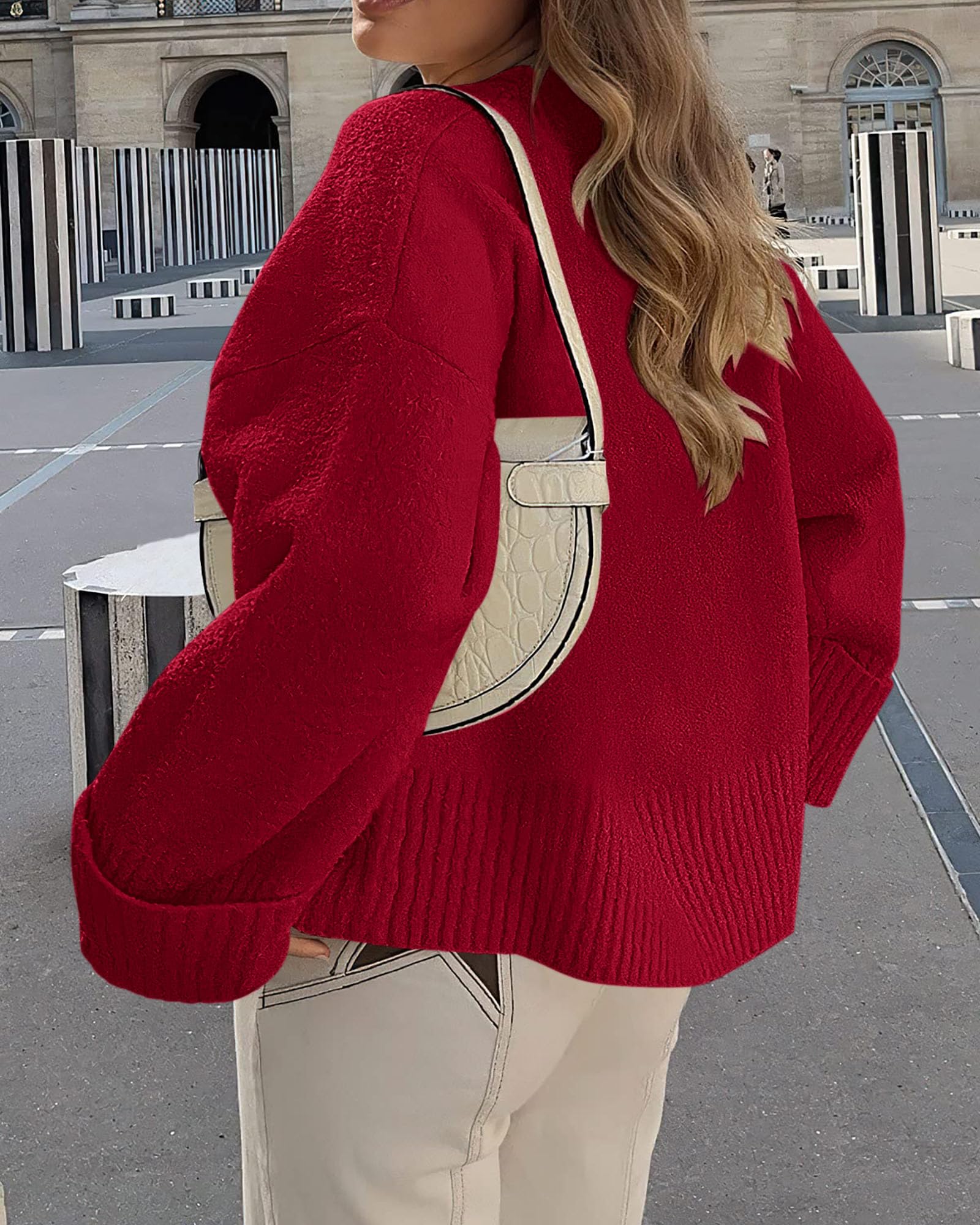 Women's Fall Fashion Cozy Oversized Sweaters(Red,M)