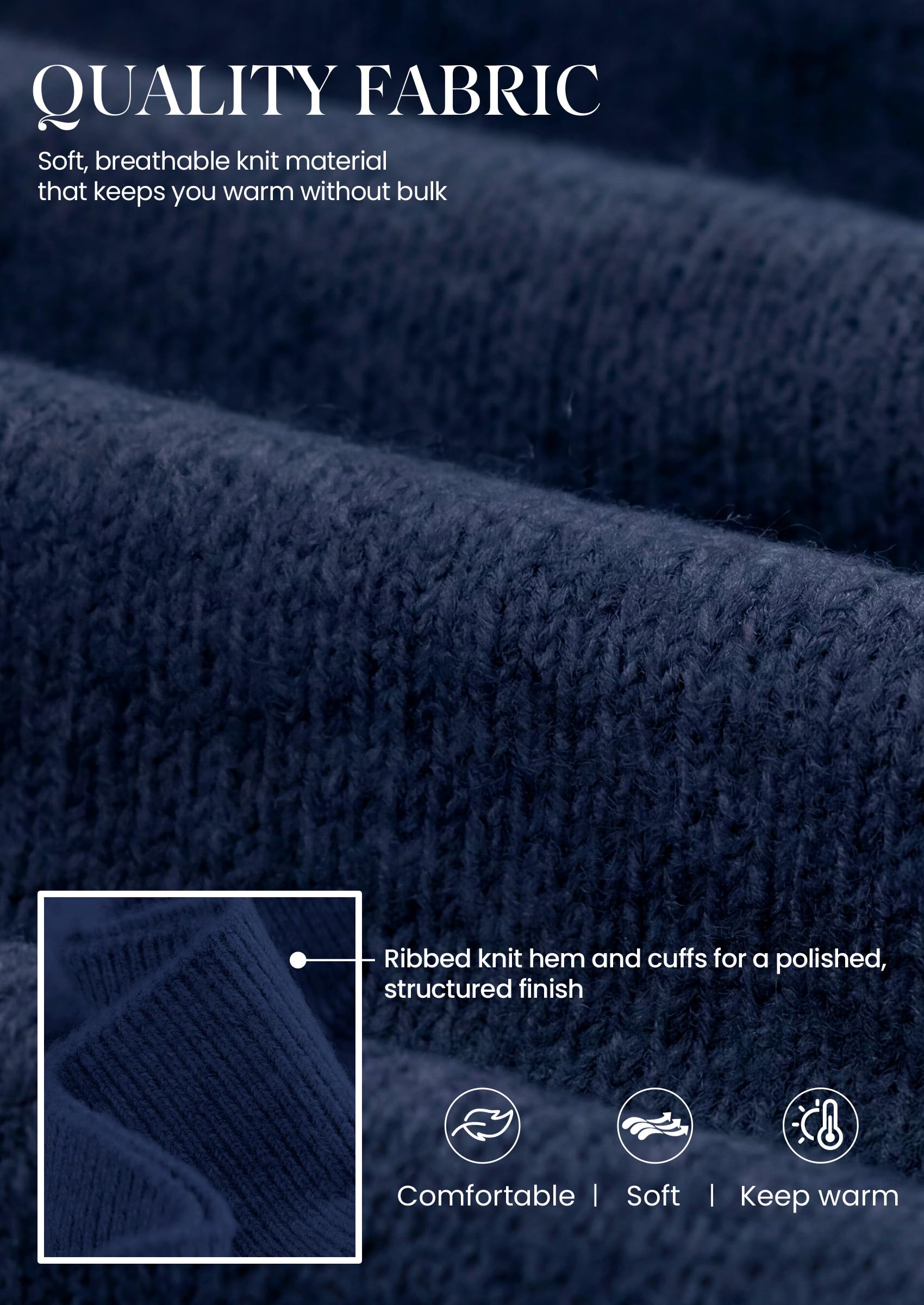 V Neck Wrap Sweaters for Women Fall Outifts Pullover Navy Blue