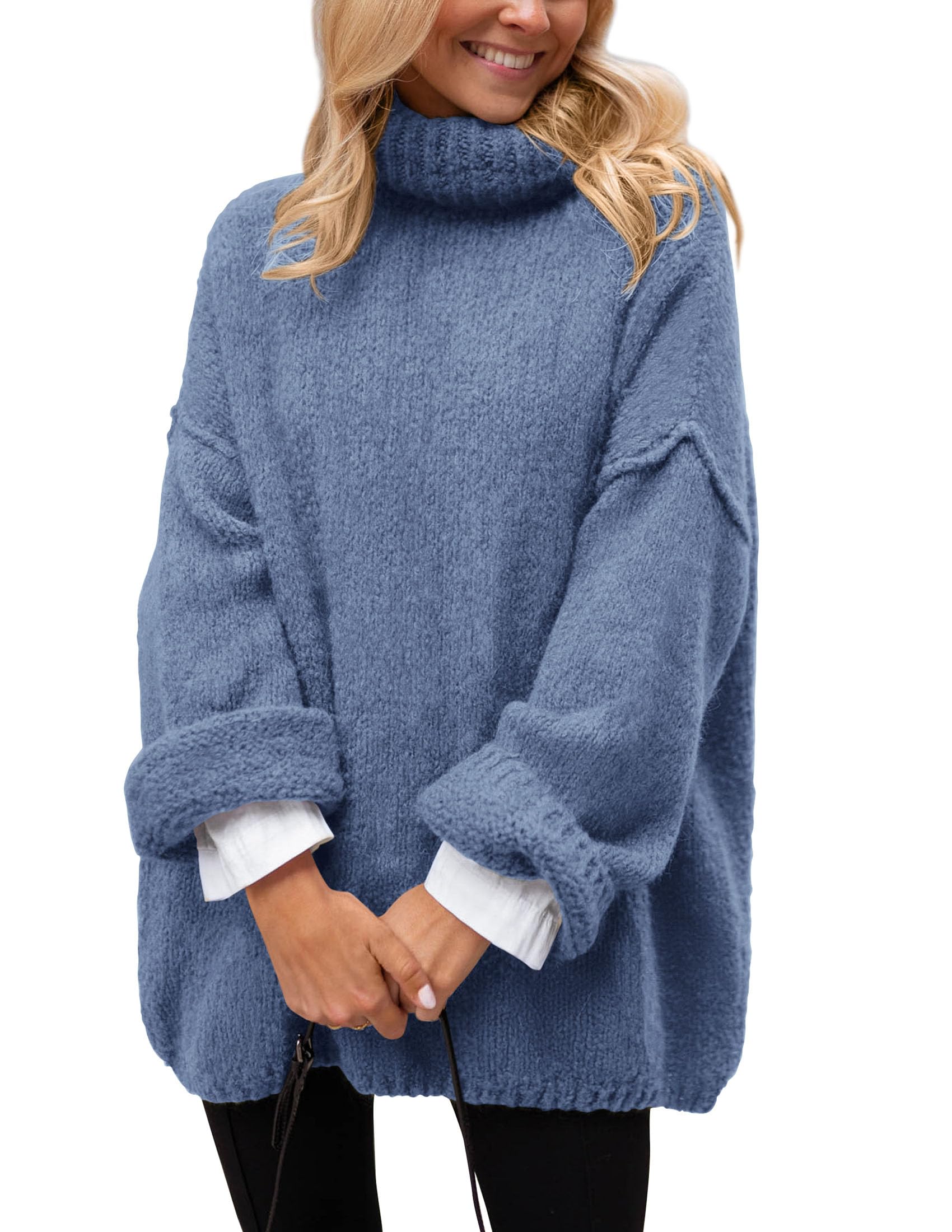Women's Cozy Chunky Knit Oversized Fall Turtleneck Sweaters